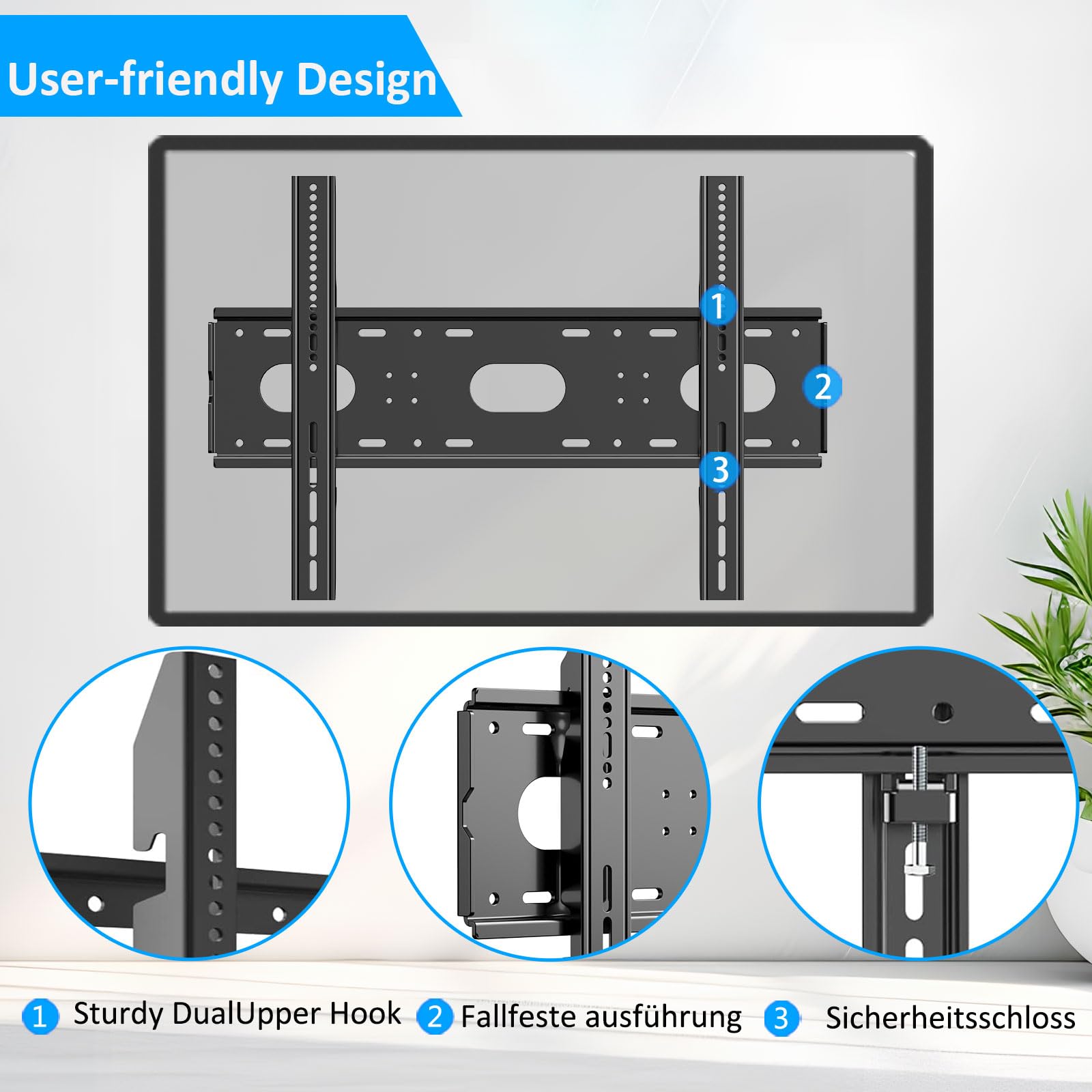 Soporte de pared inclinable para televisores de 42 a 90 pulgadas, LCD LED o monitor de hasta 100 kg, VESA máx. 750 x 500 mm, ultra fino, pesado, soporte de pared para TV