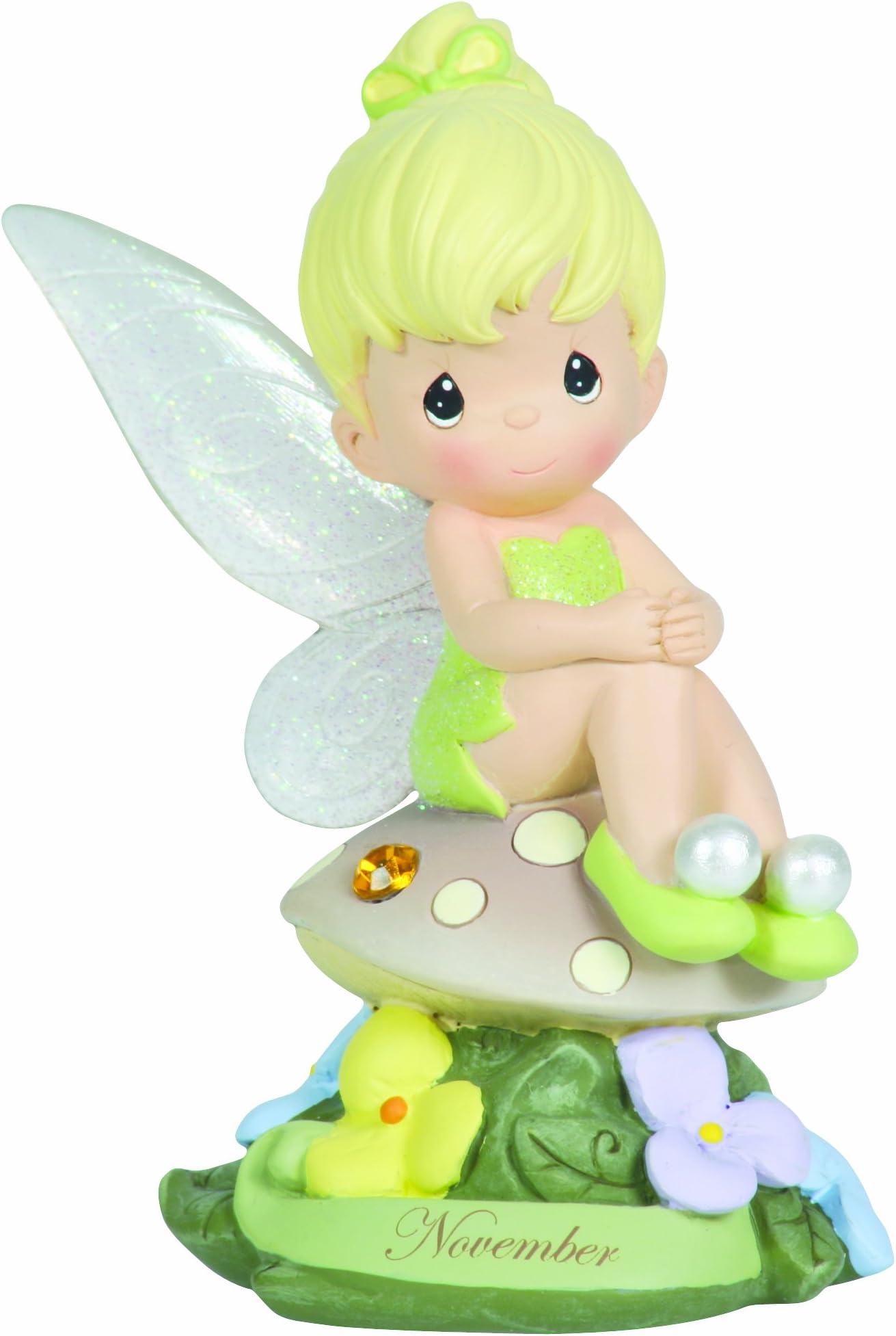 Precious Moments, Disney Showcase Collection, November Fairy As Tinker Bell, Resin Figurine, Yellow Topaz, 113218