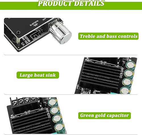 Miniatura 6 de Tablero amplificador Bluetooth de 100W+100W DC 5-24V BT y AUX entradas 2.0 canales estéreo AMP Board Módulo amplificador de potencia de audio para