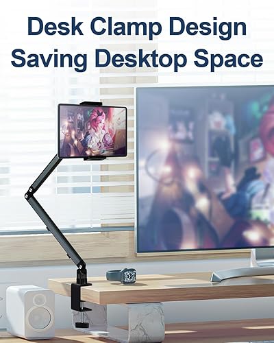 Miniatura 3 de Soporte de escritorio para tableta para iPad, abrazadera de escritorio de brazo de aluminio, soporte de monitor portátil adecuado para teléfonos de
