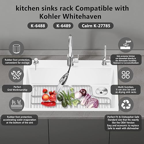 Miniatura 5 de K-6639-ST - Fregaderos de cocina de repuesto para fregadero Kohler Whitehaven K-6486 y K-6487