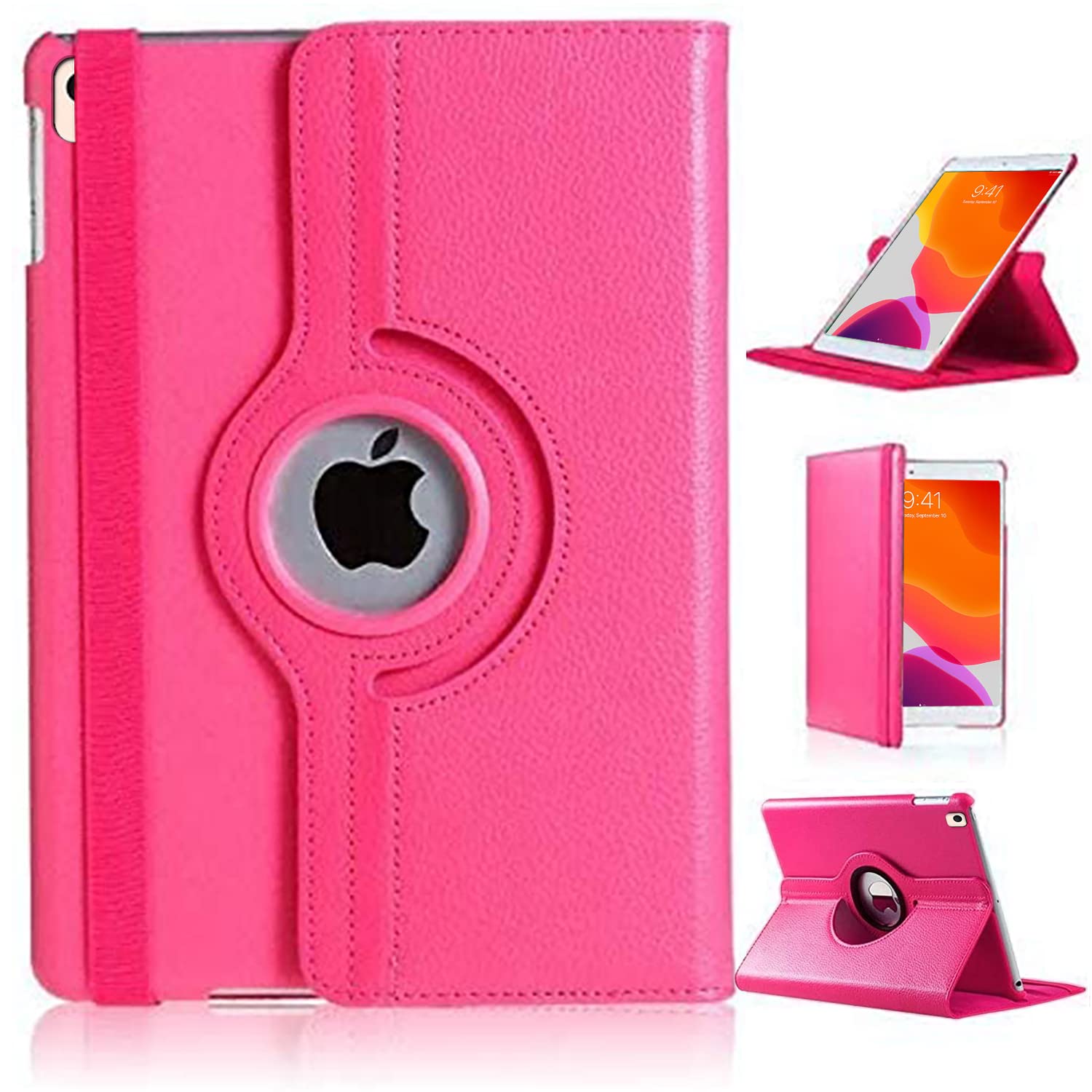 DN-Technology 10.2 inch iPad Case For iPad 9th / 8th / 7th Generation Case 360° Rotating Viewing Angle Protective Smart Folio Cover For Apple iPad 10.2 inch 2021/2020 / 2019 (PINK)