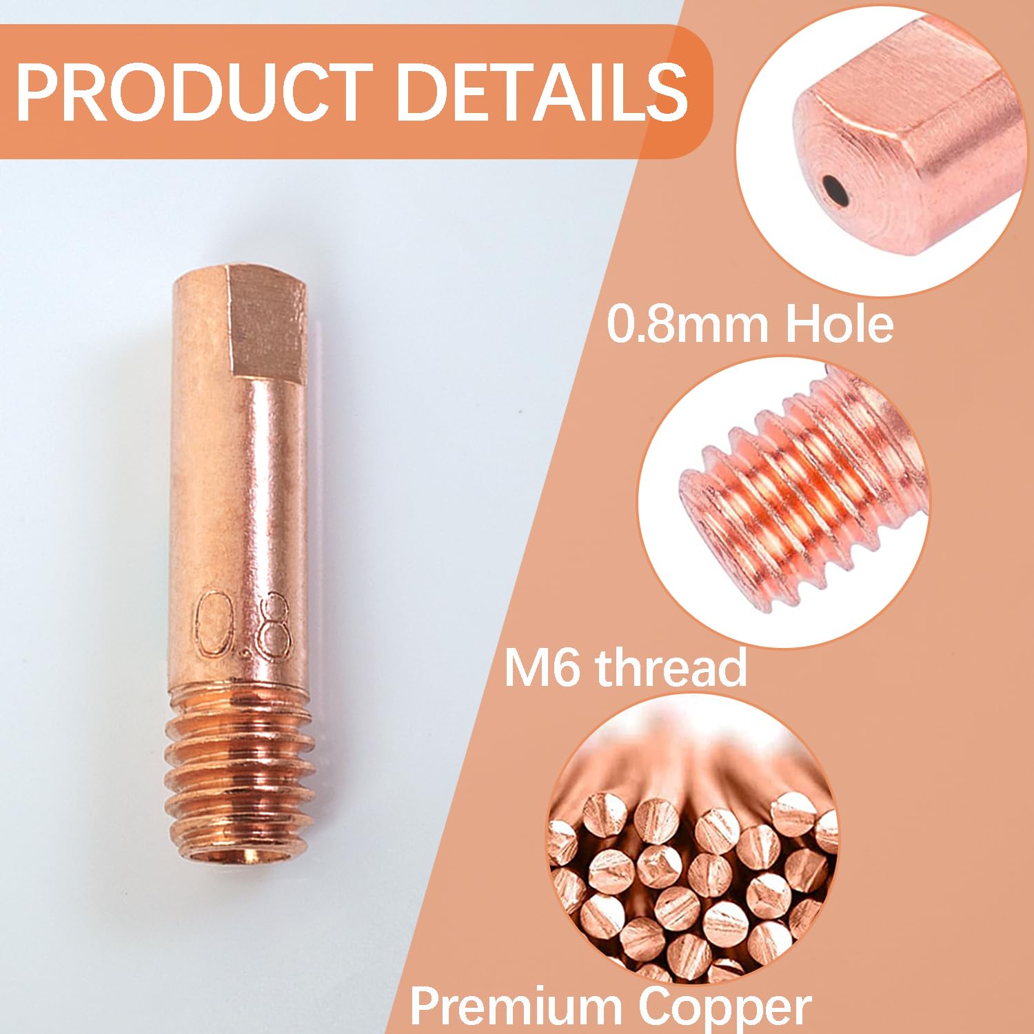 40 Buses De Soudage Cuivre Pour Torche MIG 15AK - 0.8mm