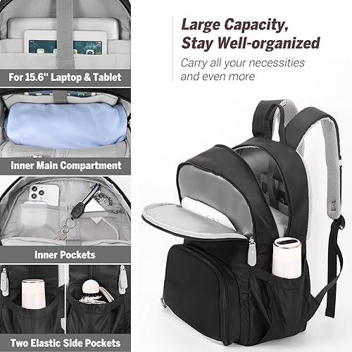 Miniatura 2 de MoKo Mochila de gimnasio para mujer, mochila de viaje grande con compartimento para zapatos, bolsa deportiva con bolsillos húmedos, mochila para