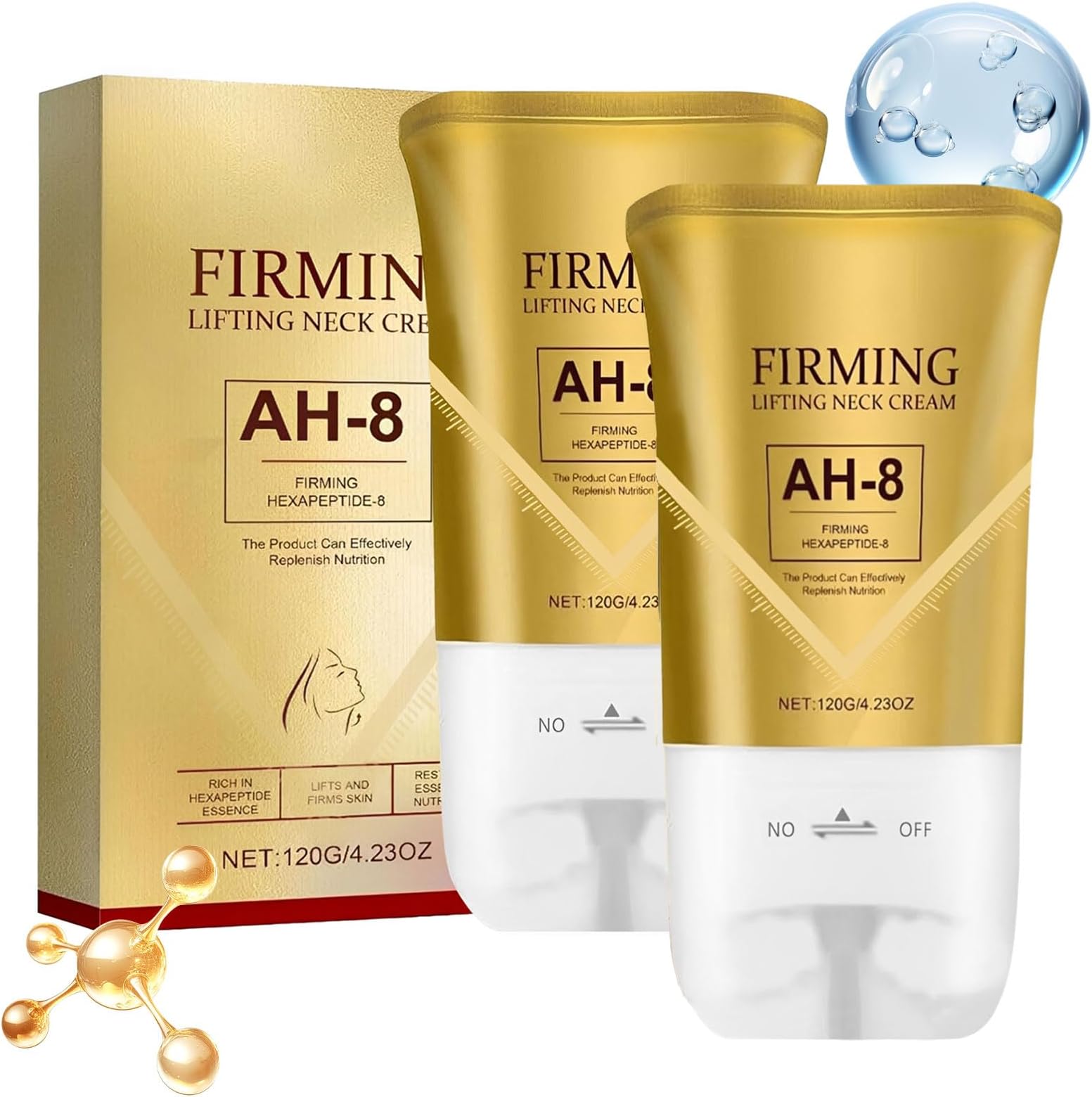 AH-8 Firming Neck Cream, Tighten and Lift Neck Cream with Double Roller Massage, Neck Tightening Cream for Skin Repair, Moisturizing, Sagging Skin, 4.23 Fl Oz (2)