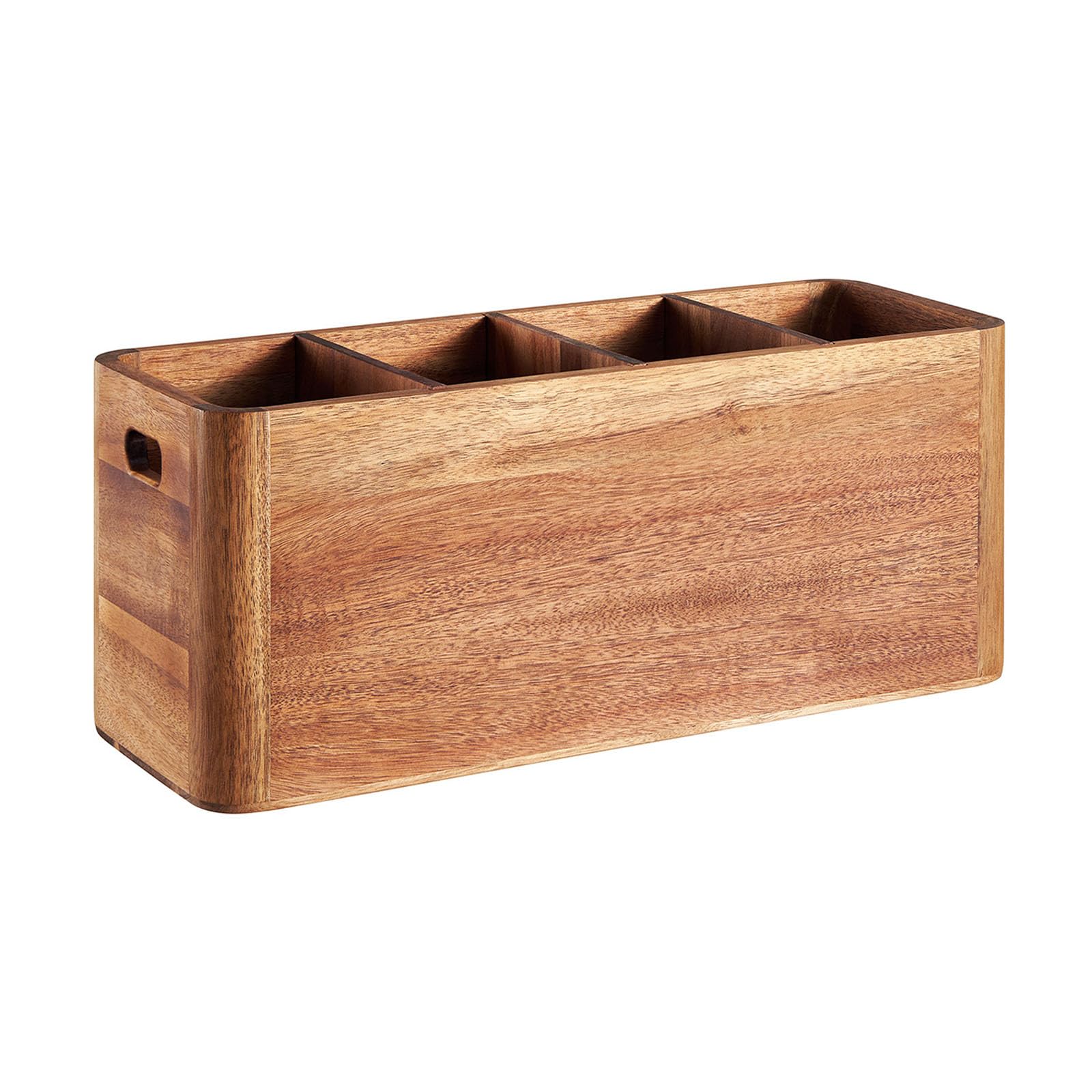 Kaeltsyn Wooden Kitchen Utensil Storage with 4 Adjustable Compartments for Spoons Spatulas and Whisks Wooden Cutlery Tray