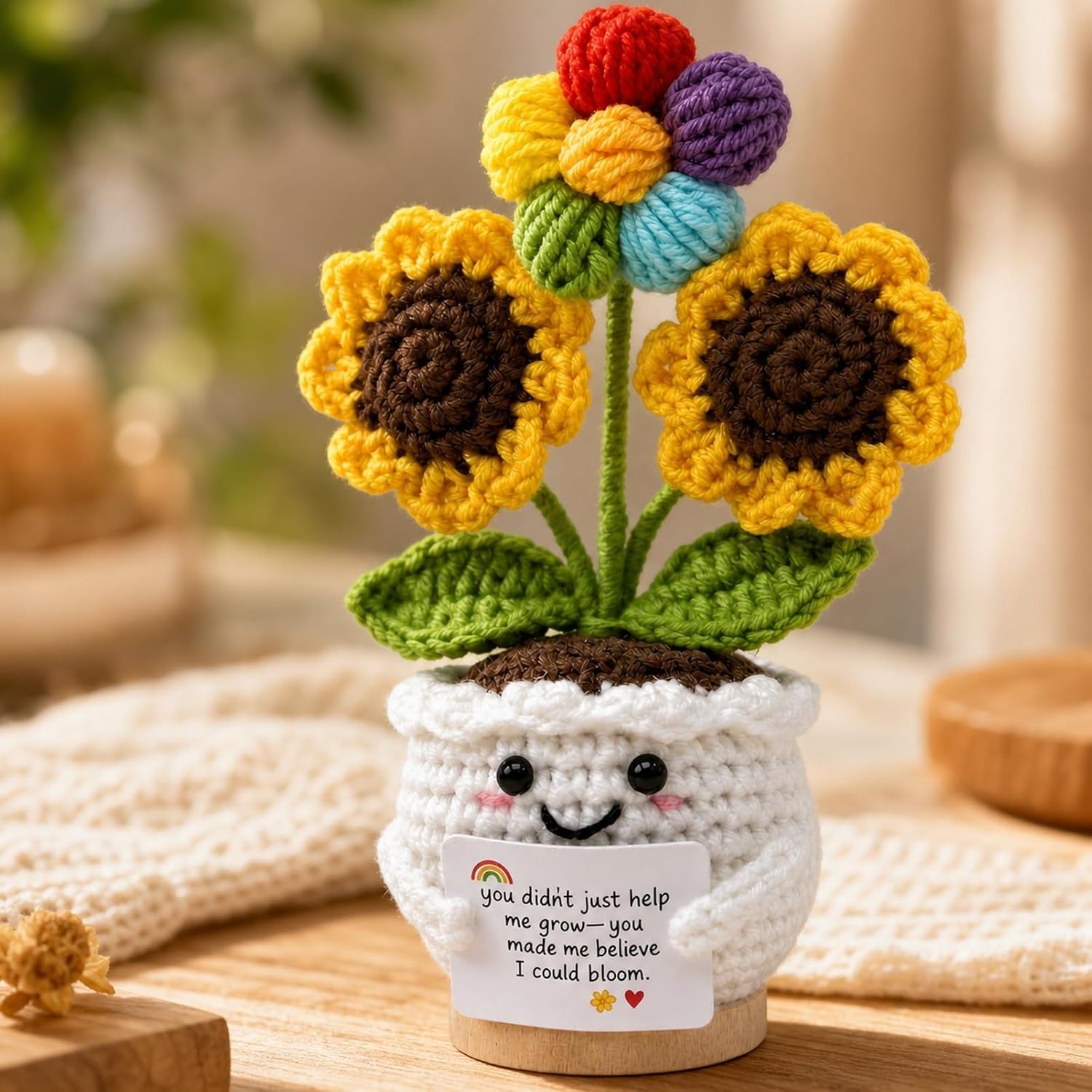 GZGTUU 2026 Graduation Gifts Sunflower Crochet – Handmade Emotional Support Sunflower with Inspirational Card, Cute Desk Decor, Class of 2026 Graduation Gift