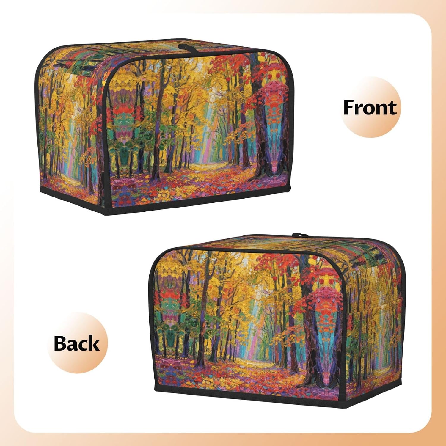 Colorful Forest Toaster Cover 2 Slice, Waterproof Bread Machine Covers with Pockets Universal Size Kitchen Small Appliance Cover with Handle, Dust and Fingerprint Protection
