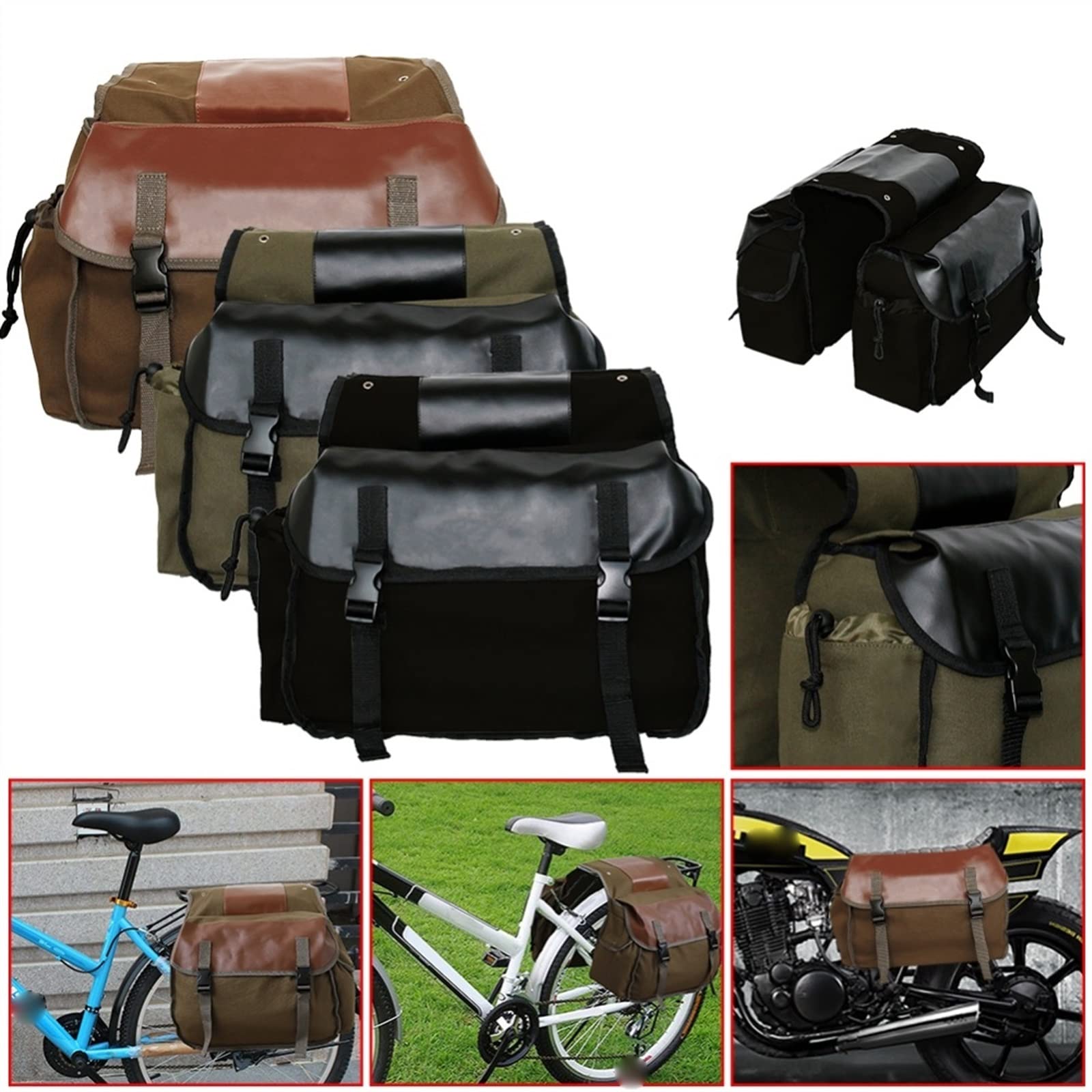 Sac Latéral Rétro Sacoche De Selle Moto Guidon Velo Sacs Latéraux À PU