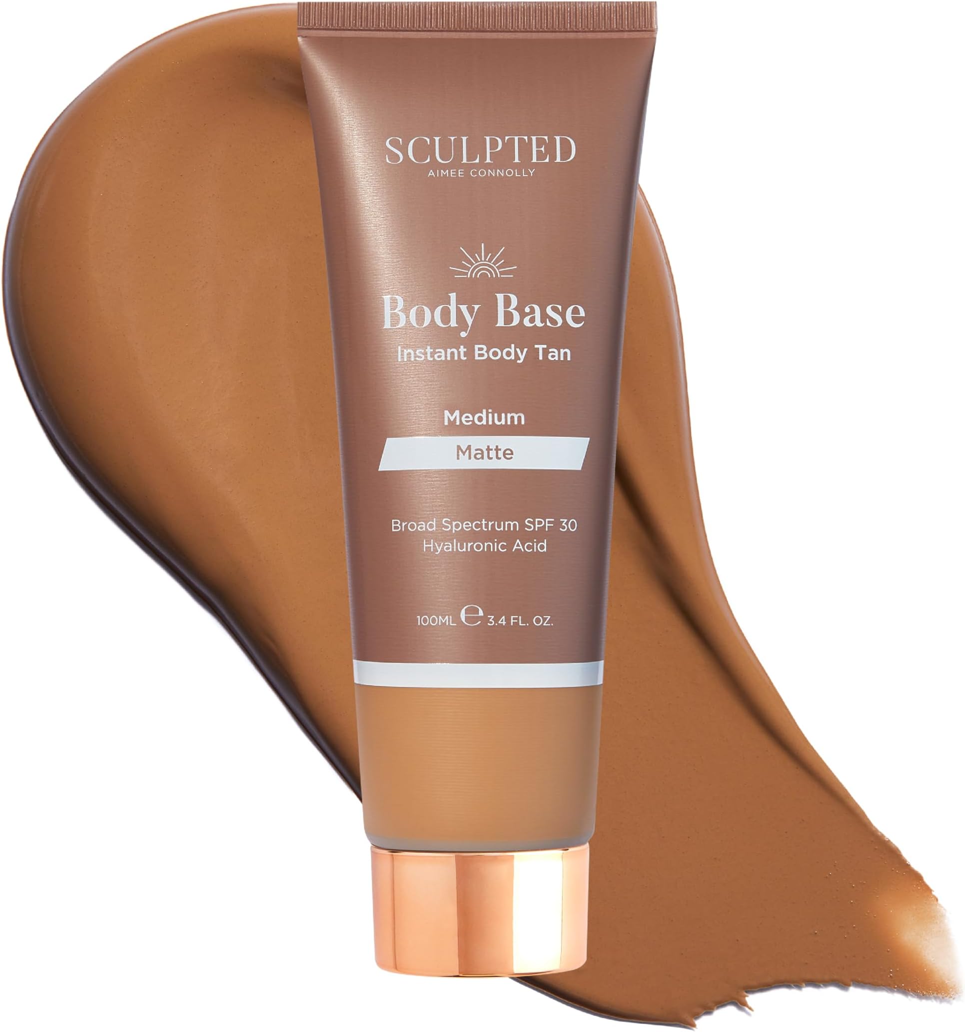 Body Base Instant Tan from Sculpted by Aimee Connolly 100ml - Water-Resistant, Hydrating, Luminous Lotion with SPF30 for an Instant Natural Tan (Medium Matte)