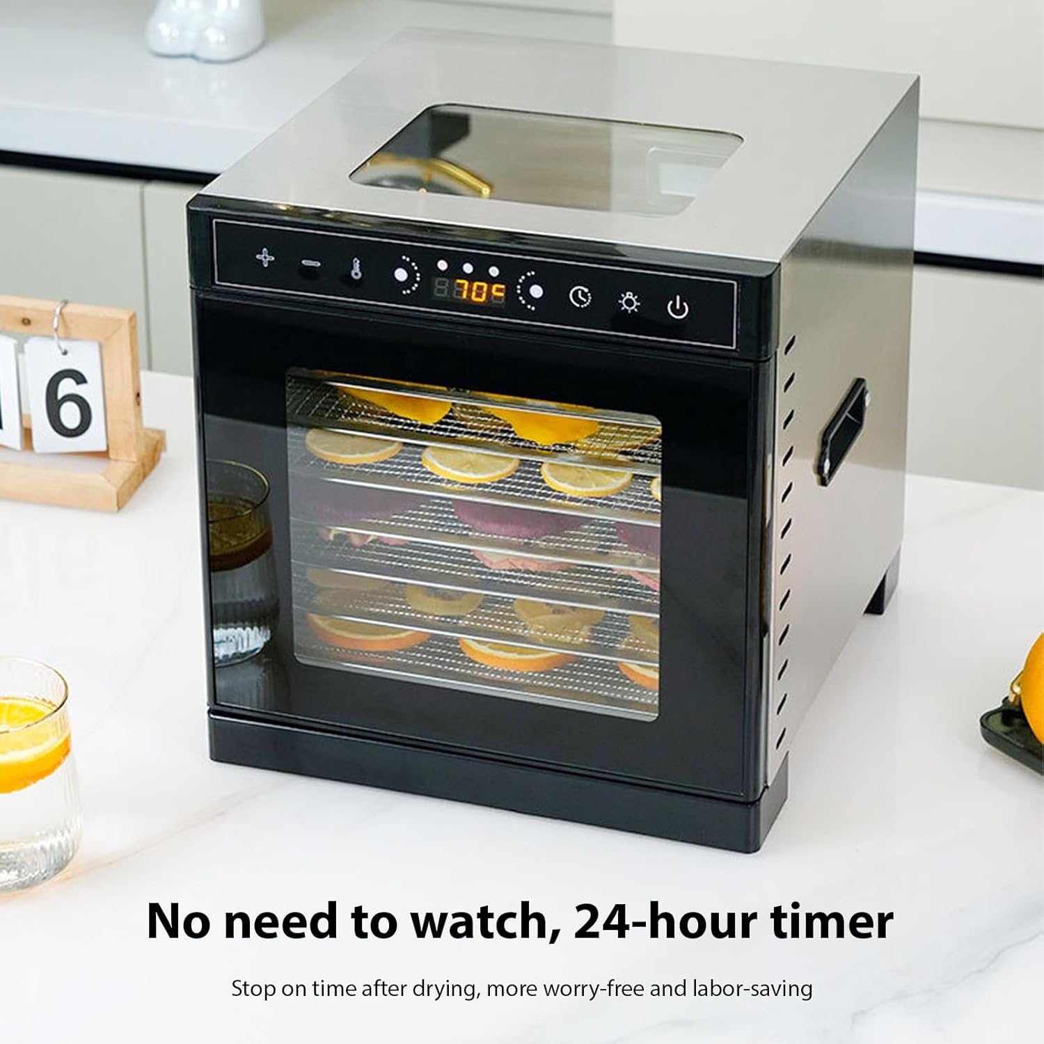 Pssopp Food Dehydrator with 8 Stainless Steel Trays, Adjustable Timer Temperature Control Food Dryer for Beef Jerky Fruits Yogurt Pet Snacks (US Plug 110V)