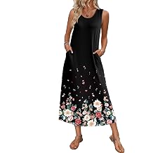 Ekouaer Nightgowns for Women Sleeveless Sleepshirt House Dress with Pockets