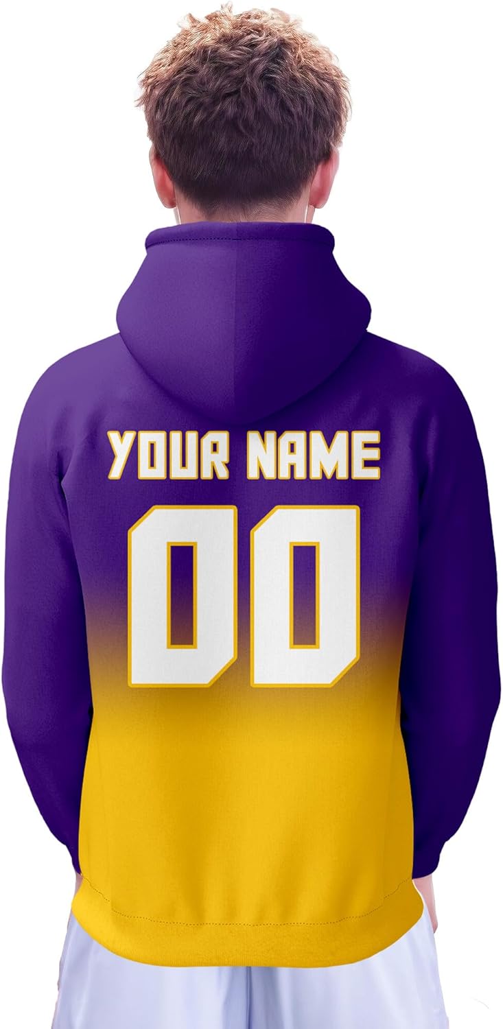 DDJAM Custom Men's Hoodie Football City Fans Gifts for Men Women Youth Pullover Hooded Sweatshirt Personalize Name & Number