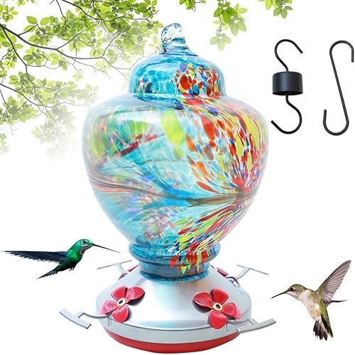 CJJCCF Alimentador de colibrí para comederos de pájaros de vidrio al aire libre, fácil de limpiar y rellenar, alimentador de pájaros, mejor con