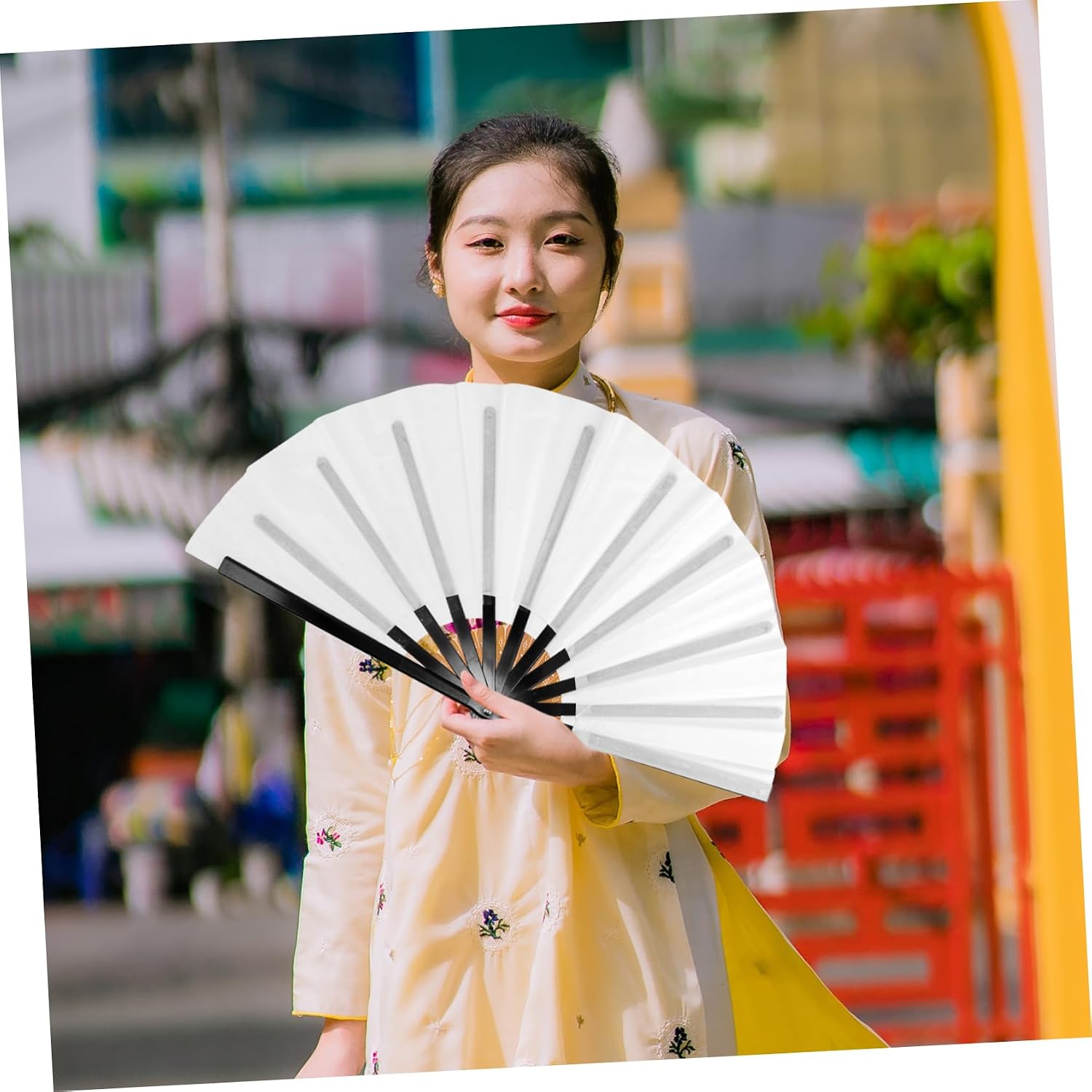 NUOBESTY 2pcs Blank Sublimation Folding Fans Polyester Handheld Fans for Projects Creative Decorations Travel Accessories Outdoor Activities