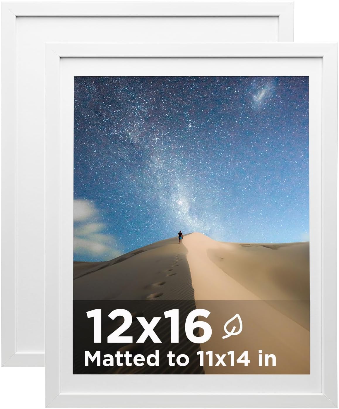 KINLINK 12x16 Picture Frame Silver, Wooden 16x12 Photo Frames with Plexiglass for 11x14 Picture with Mat or 12x16 Without Mat, Perfect for Art Wall and Tabletop Display 12 x 16 frame Set of 2