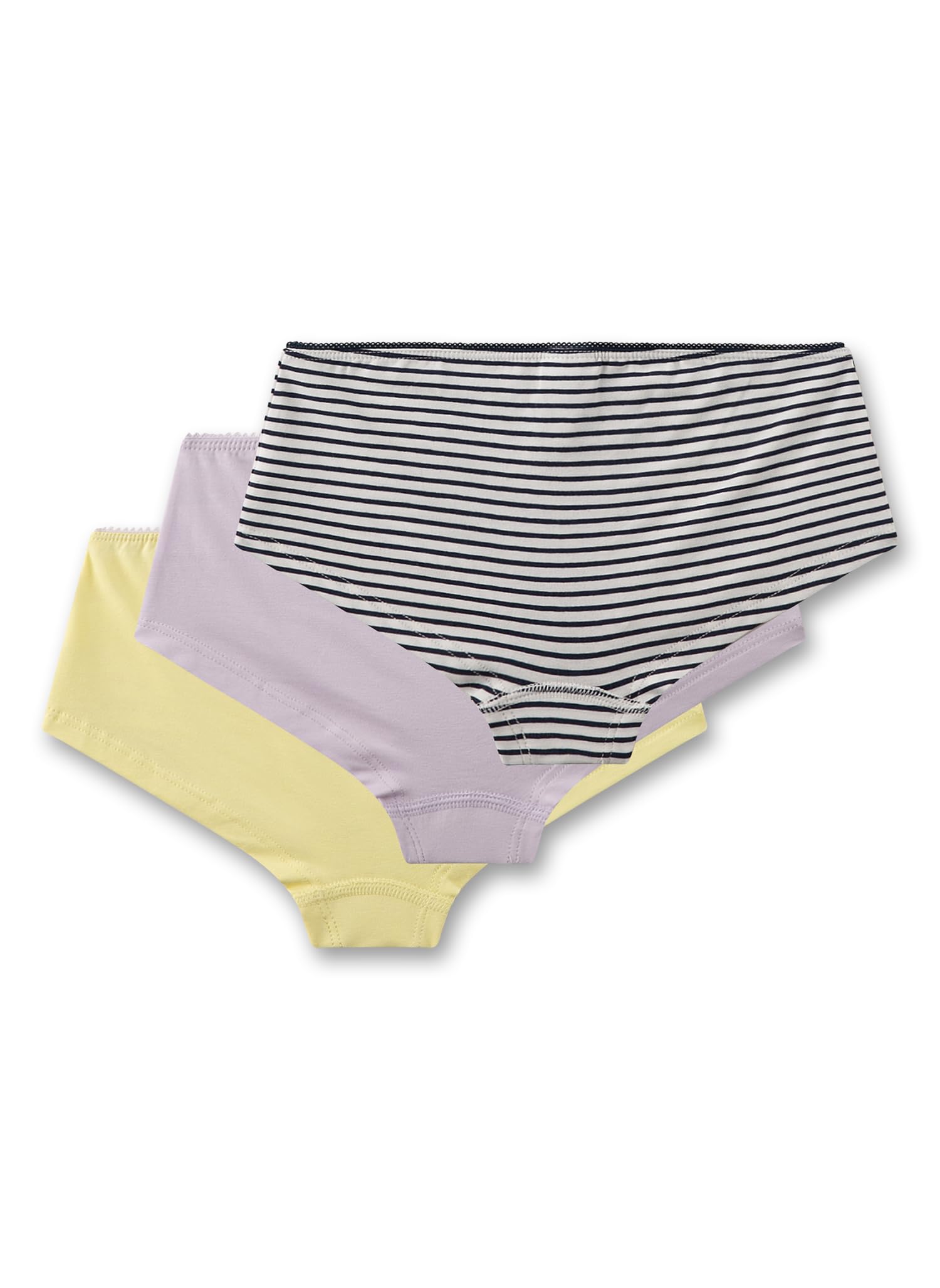 Sanetta Mädchen-Hipster (Dreierpack) gelb & rosa Ringel | Hochwertige und nachhaltige Unterhose für Mädchen aus Baumwoll-Mix. Inhalt: 3er Set Unterwäsche für Mädchen