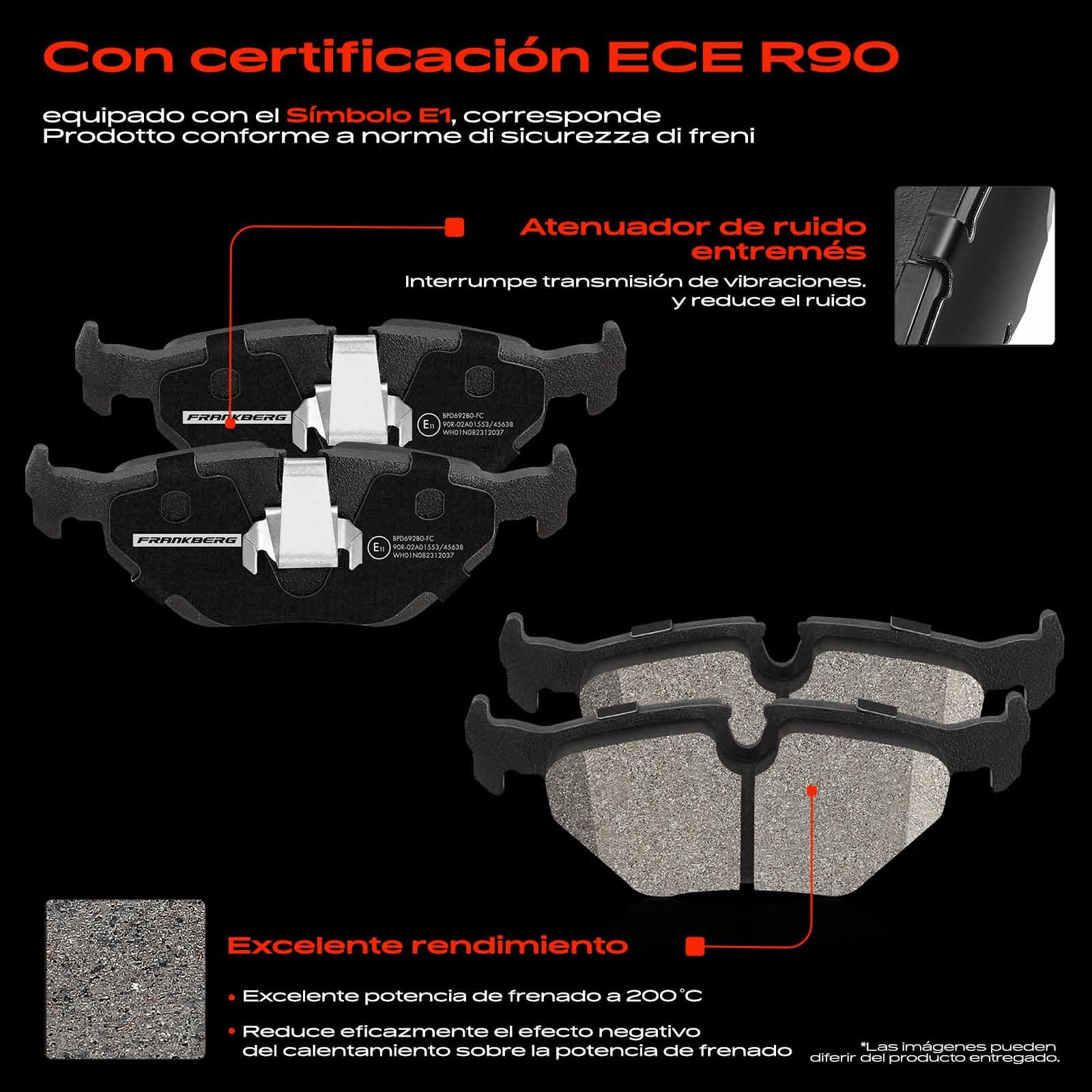 Frankberg 2 discos de freno 4 pastillas de freno | Compatible con: Serie 5 E39, Serie 5 Touring E39