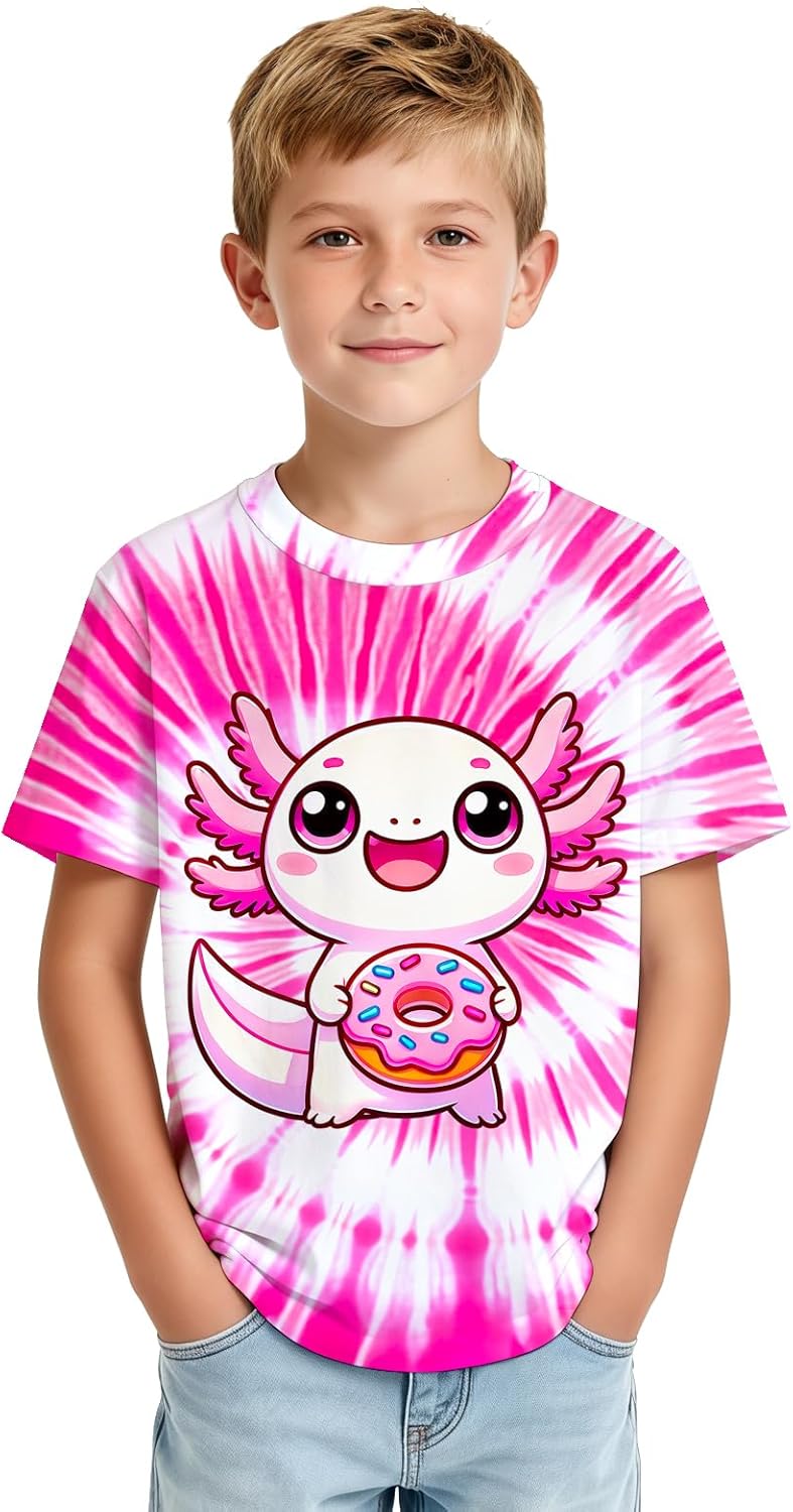 Kids Tie Dye T-Shirts Hippie Short Sleeve Shirt Tees for 6-18 Years Boys Girls - Image 2