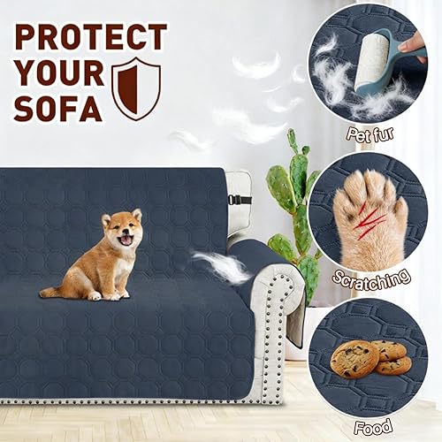 Miniatura 6 de XINEAGE Liquidación Funda de sofá 100 % impermeable para sofá, antideslizante, acolchada, protector de muebles para perros, niños y mascotas, funda