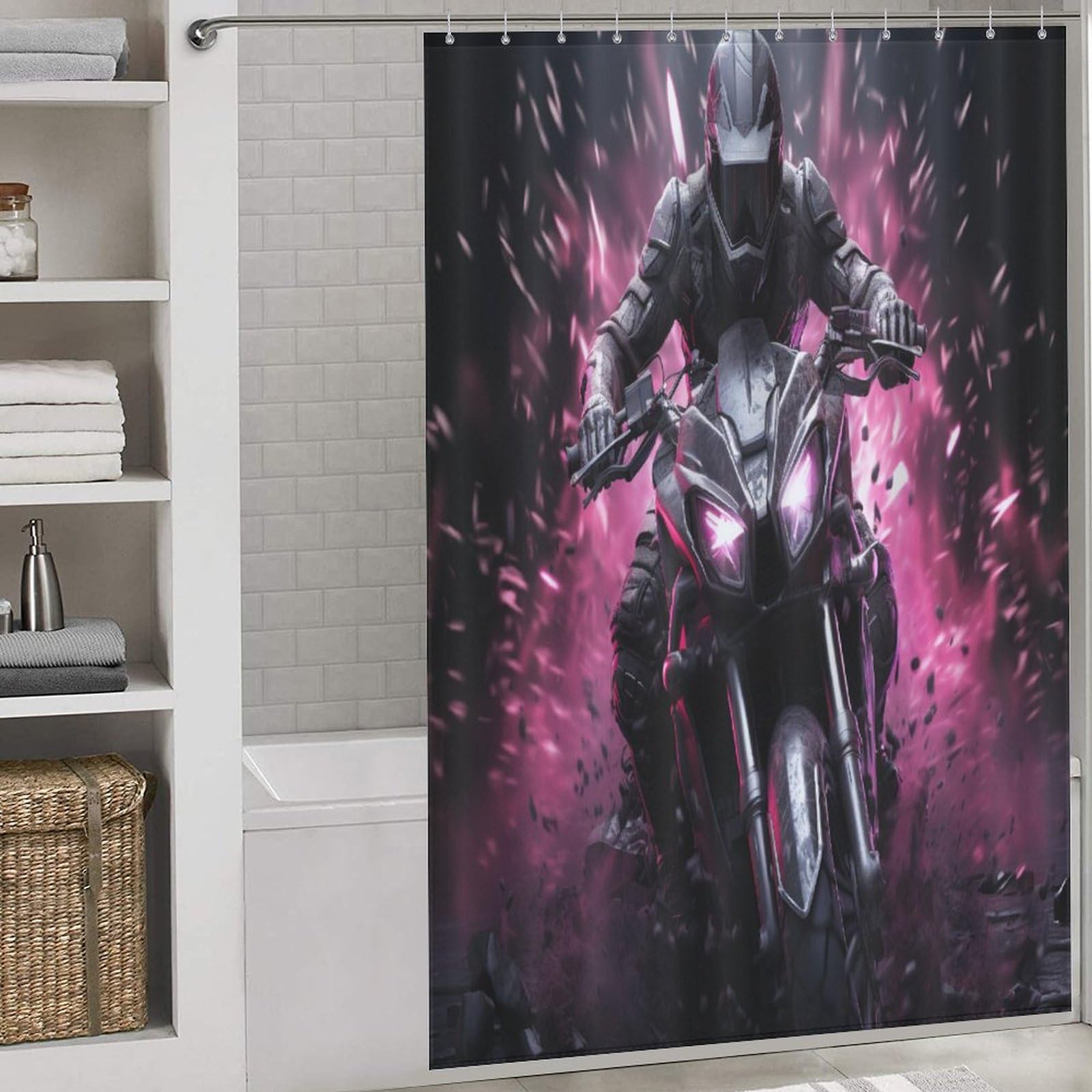 Rideau de douche moto pour éviter les éclaboussures et protéger votre salle de bain