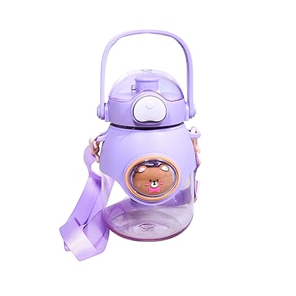 The Little Bunny Sipper Cup Water Bottle For Kids With Straw, Kettle Handle Suitable For Children And Toddlers, School and Outdoor Activity Easy To Carry | Purple | 800Ml