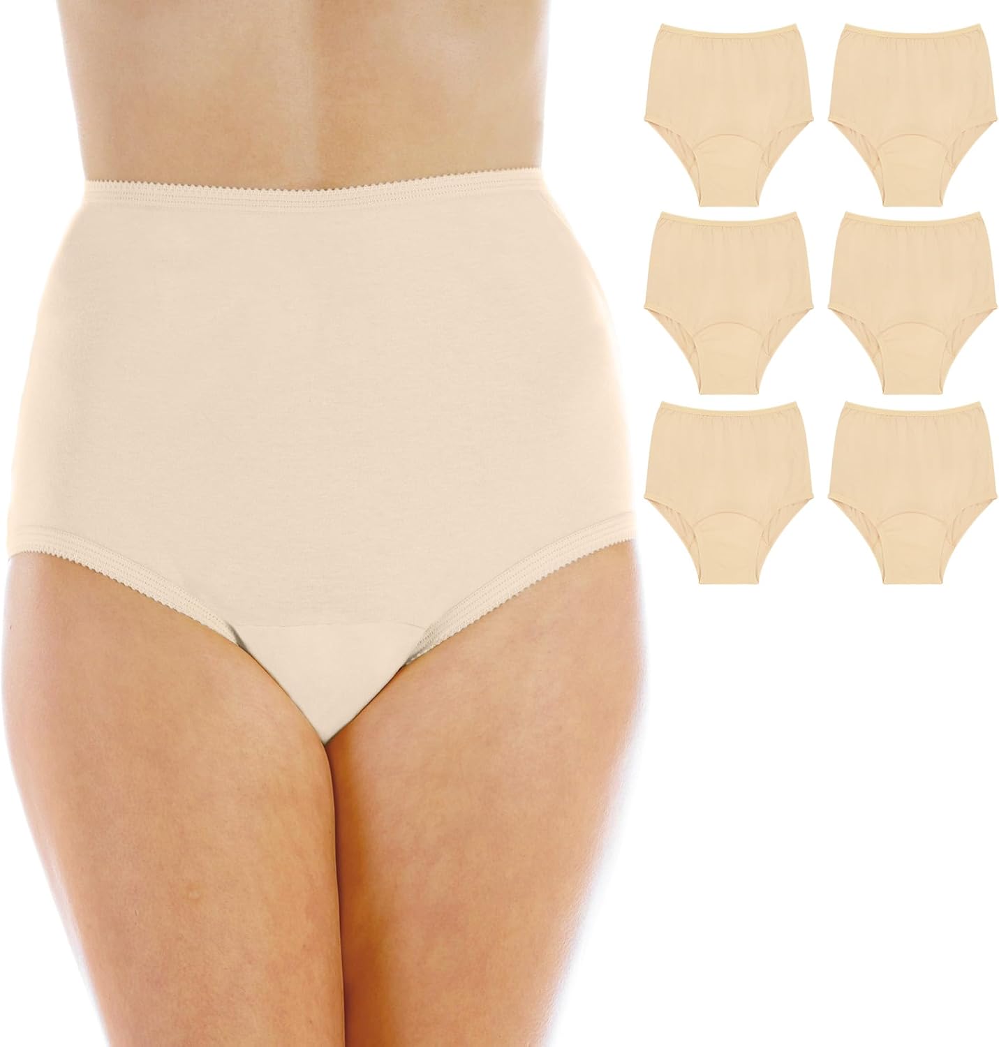 Wearever Women’s Cotton Comfort Incontinence Panties for Bladder Control with Regular Absorbency – Reusable & Washable Leak Proof Underwear 150 ml (Pack of 6) (Beige) (L) (Fits Hip Sizes: 41-42″)