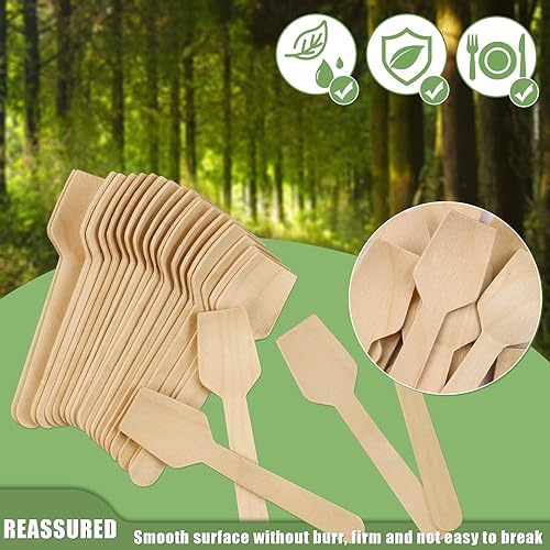 Vista 4 de Cucharas desechables de madera Cucharas de degustación Cucharas de helado Cucharas de muestreo (300, 3.75 pulgadas)
