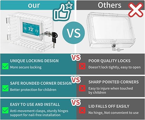 Miniatura 7 de Caja de bloqueo de termostato con llave, cubierta de termostato acrílico universal con cerradura, caja de bloqueo de termostato grande, caja de