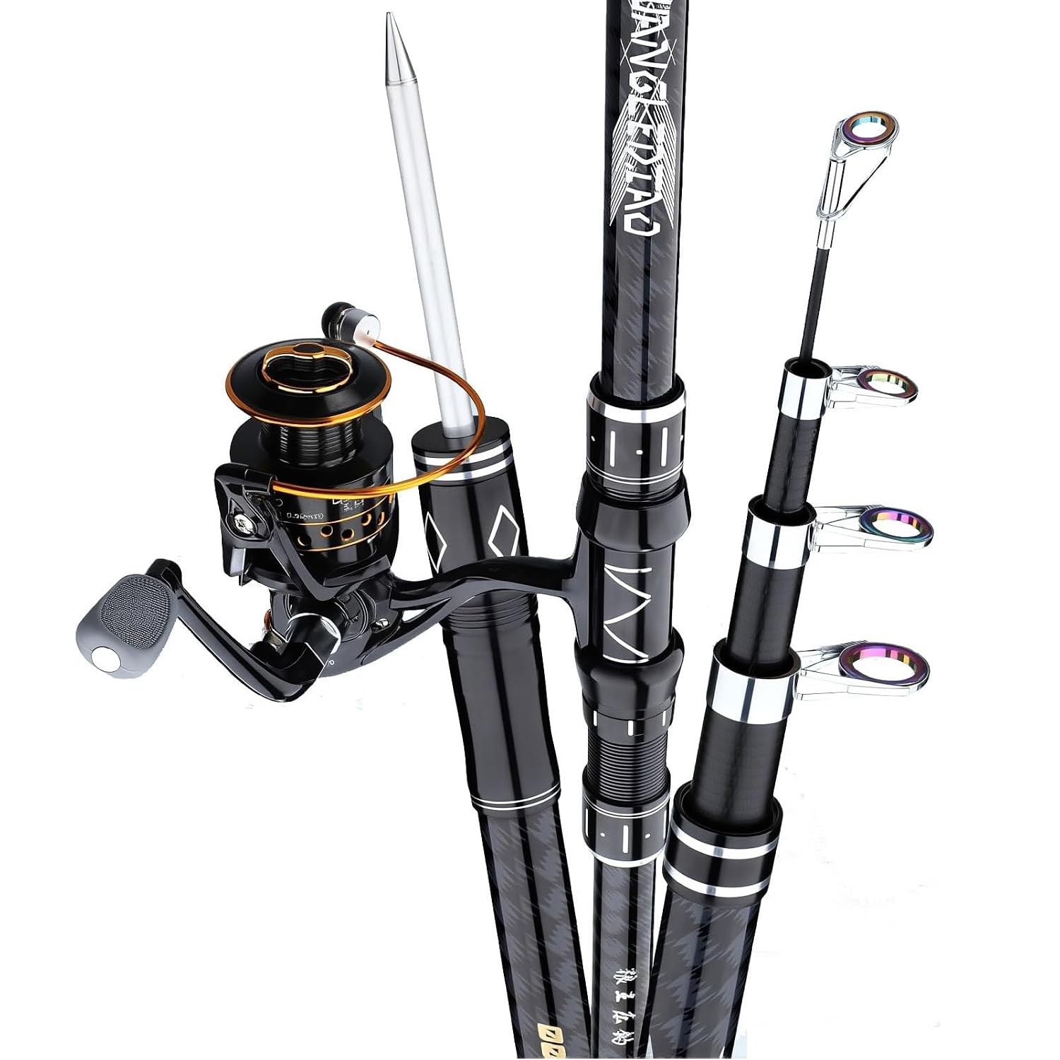 HUSHDML Telescopic Fishing Rod and spinning reel combinations, carbon fibre coarse fishing rods, for freshwater or saltwater(3.0m+5000)