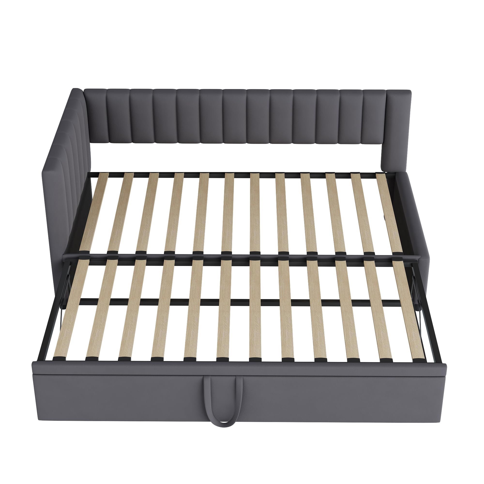 Polsterbett Ausziehbares Schlafsofa 90/180 x 200 cm mit Lattenrosten, Tagesbett Samtstoff Bett Bettgestell Bettsofa Gästebett, Einzelbett/Doppelbett Samtstoff (Dunkelgrau)
