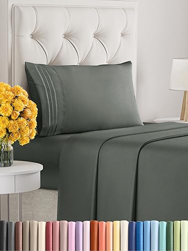 Vista 1700 de Juego de sábanas de 4 piezas tamaño king, extrasuaves, transpirables y refrescantes con esquinas profundas, sábanas de fácil ajuste y sin arrugas