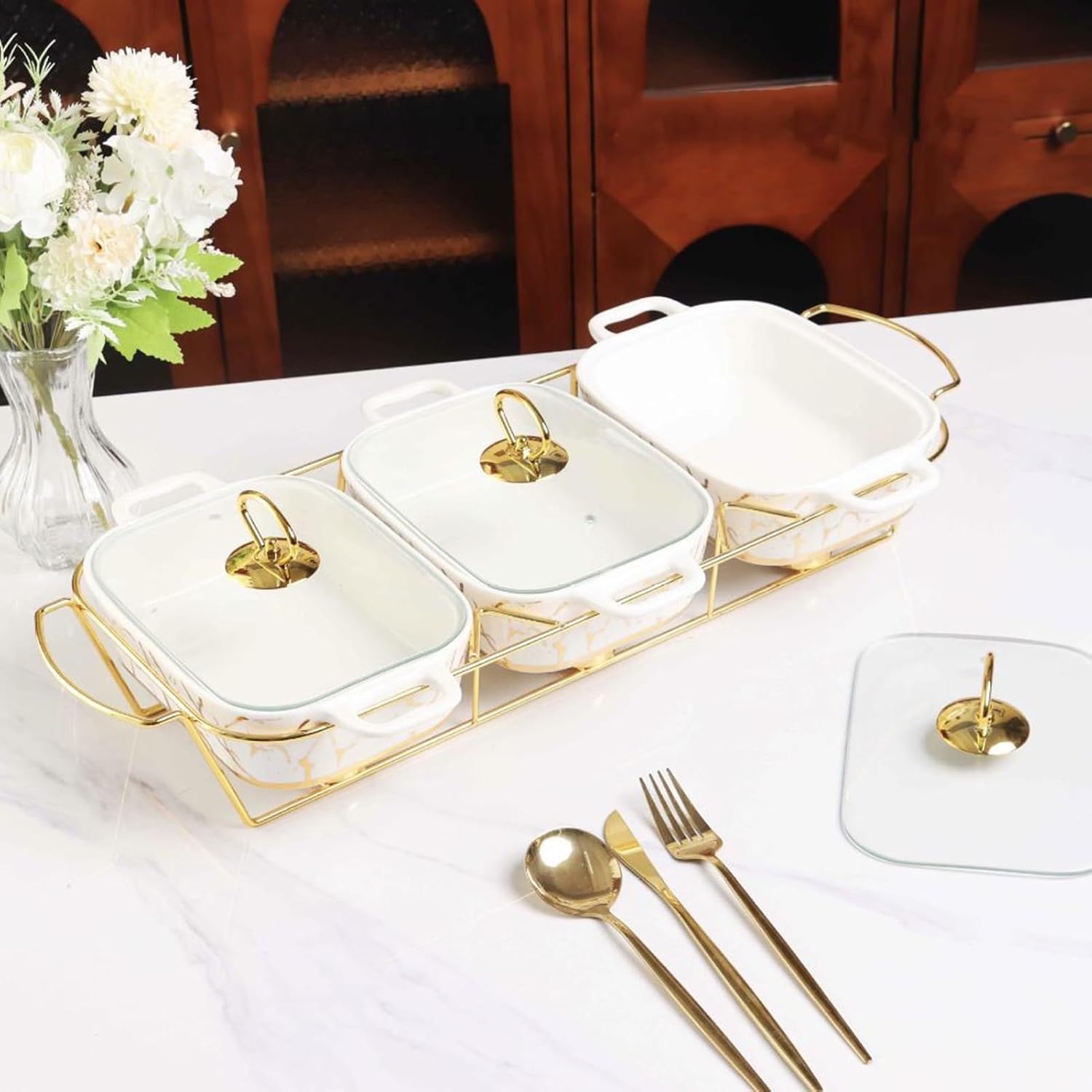 Chafing Dish Buffet Set, Ceramics Chafer, Chafer and Buffet Warmer Set for Buffet Weddings, Parties, Banquets, Catering Events,Nero (Nero)