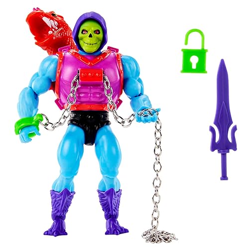 Figura de acción Masters of the Universe Origins con accesorios, deluxe Dragon Blast Skeletor de 5.5 pulgadas, coleccionable de Motu
