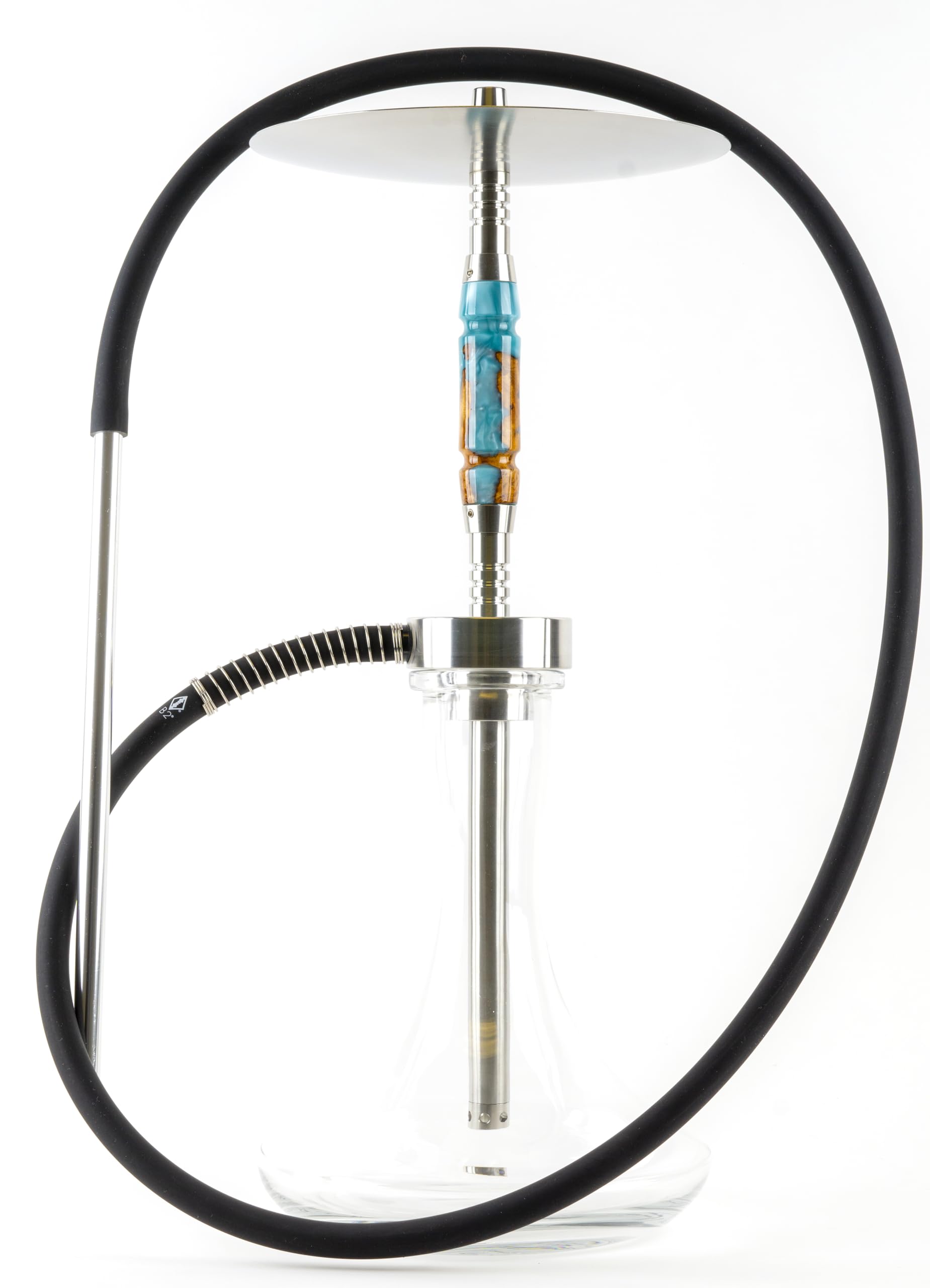 B2 Hookah SS-Inox V2 Premier Hookah Lounge Personal Stainless Steel Hookah - Wood Resin Hand Made Piece Turquoise