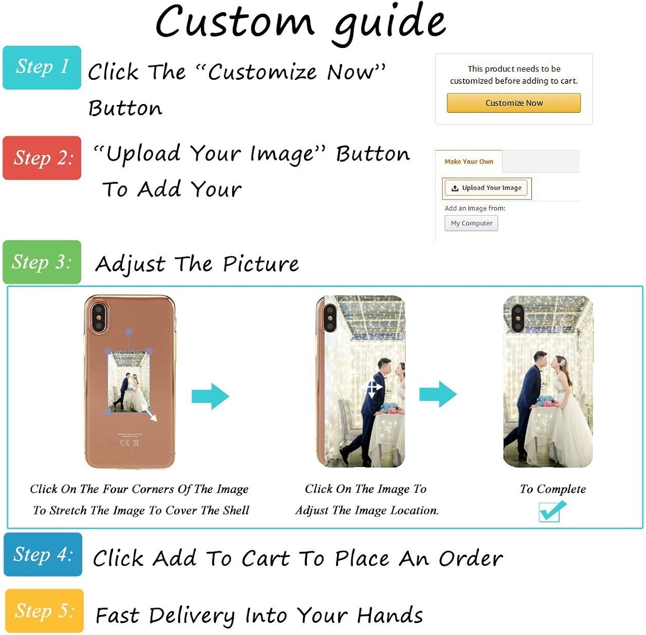 Personalized Case for iPhone 8 Plus/7 Plus Custom Photo Cellphone Case Cover Soft Rubber Silicone Shock Absorbing Protective Bumper Case (Anti-Scratch Clear, for iPhone 8 Plus/iPhone 7 Plus)