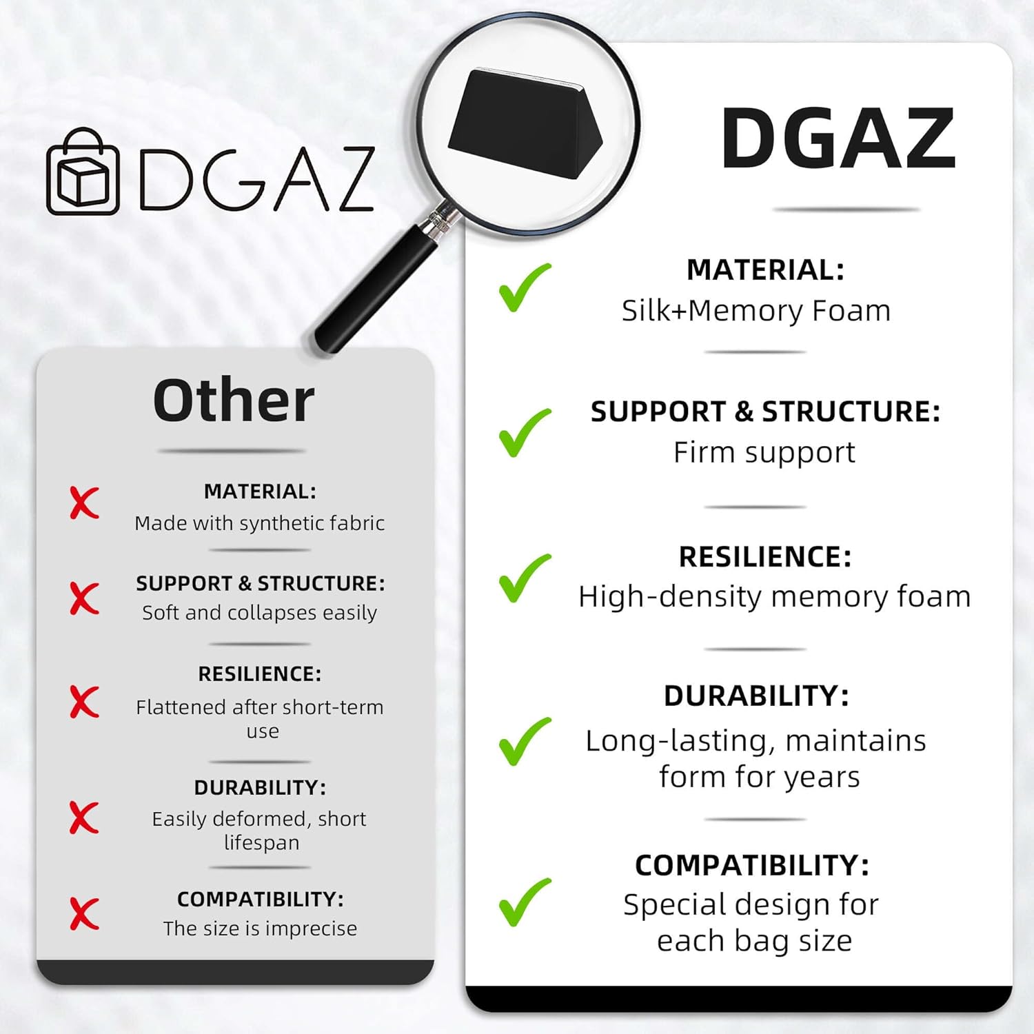 DGAZ Purse Pillow Insert for Garden Party 26/30/36/45/49 Bags, Memory Foam, Silky Pillow Shaper for Luxury Handbags(Black,GP30)