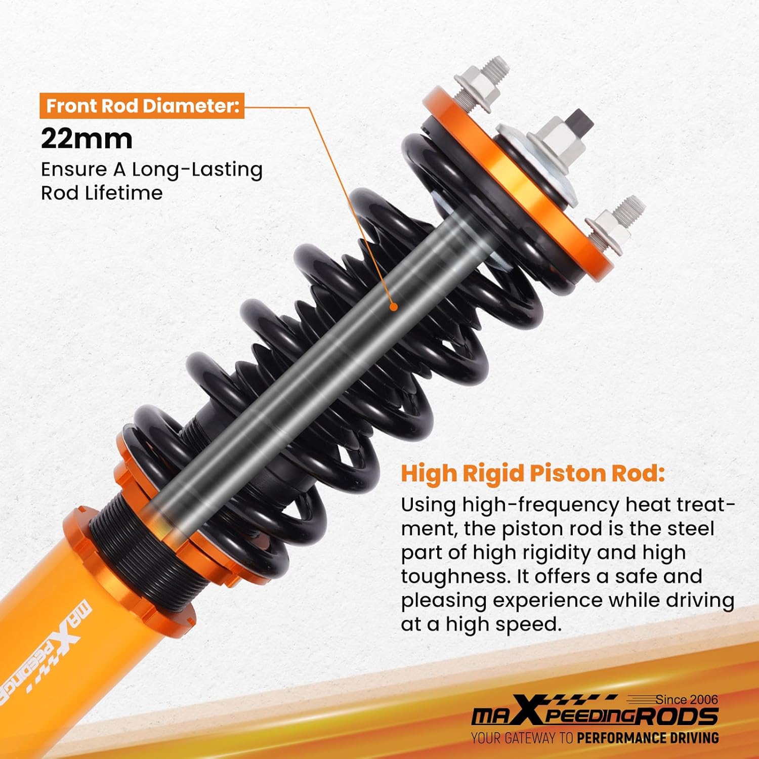 maXpeedingrods Coilovers for Honda Civic 1988-2000, for Honda CR-X 1988-1991, for Acura Integra 1990-2001, Height Adjustable Coilovers Suspension Kit, Preset Damping Lowering Kit Gold