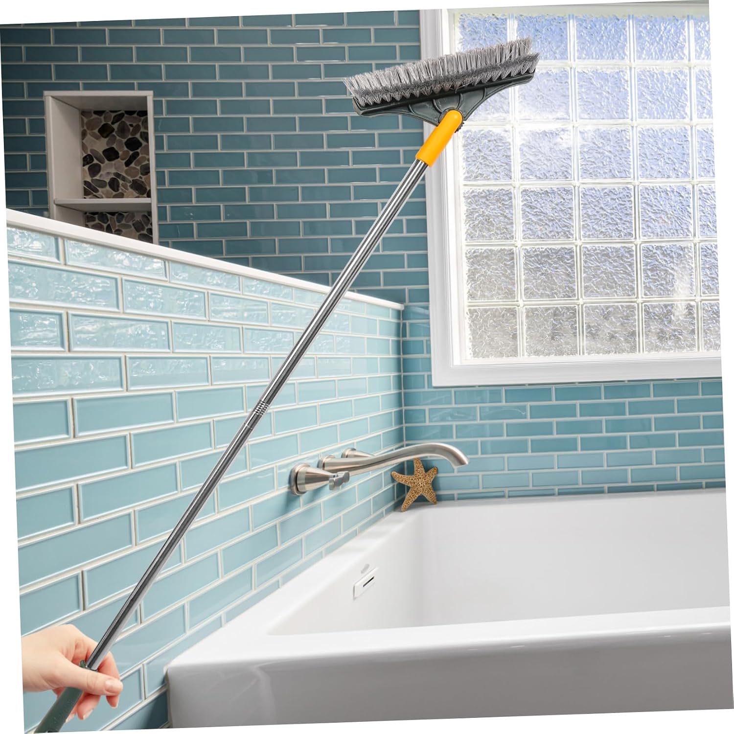 KICHOUSE Long Handle Floor Cleaning Brush Soft Bristles for Bathrooms and Kitchens Tile Scrub Brush Random Color