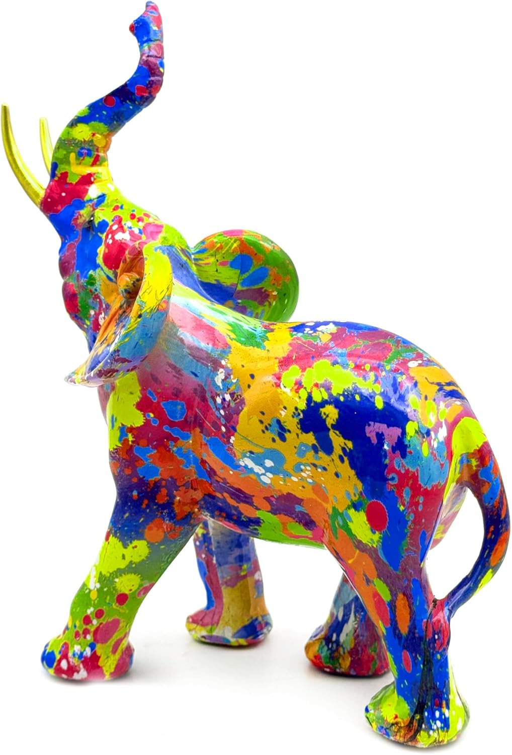 Colorful Elephant Statue Sculpture Figurine for Home, Office, Living Room, Desktop Decoration, Garden Outdoor Decor (Large)