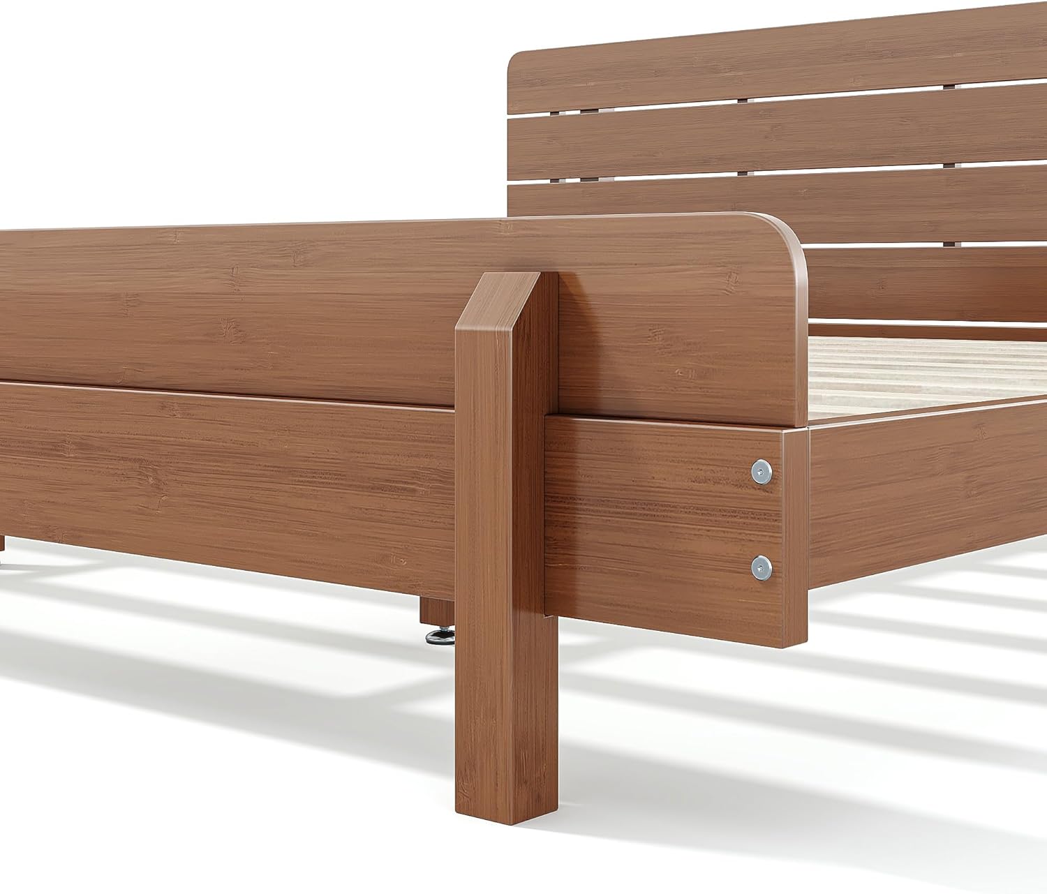 Harper & Bright Designs Wood Bed Frame King with Headboard, Low Platform Bed with Sturdy Slats Support, Rustic Style, Easy Assembly, Brown