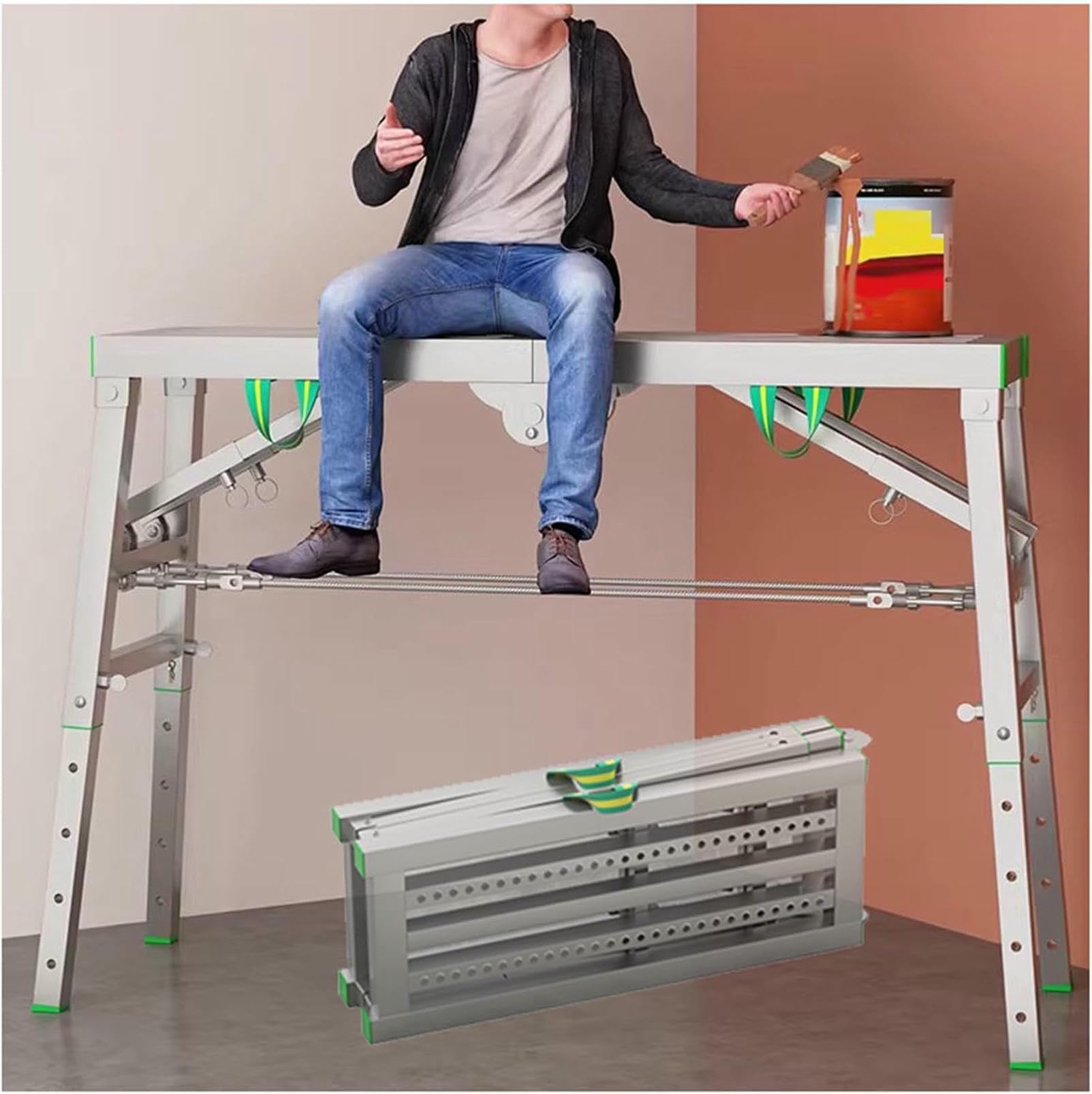 Échafaudage pliant portable à hauteur réglable CNPRAZ stable en acier