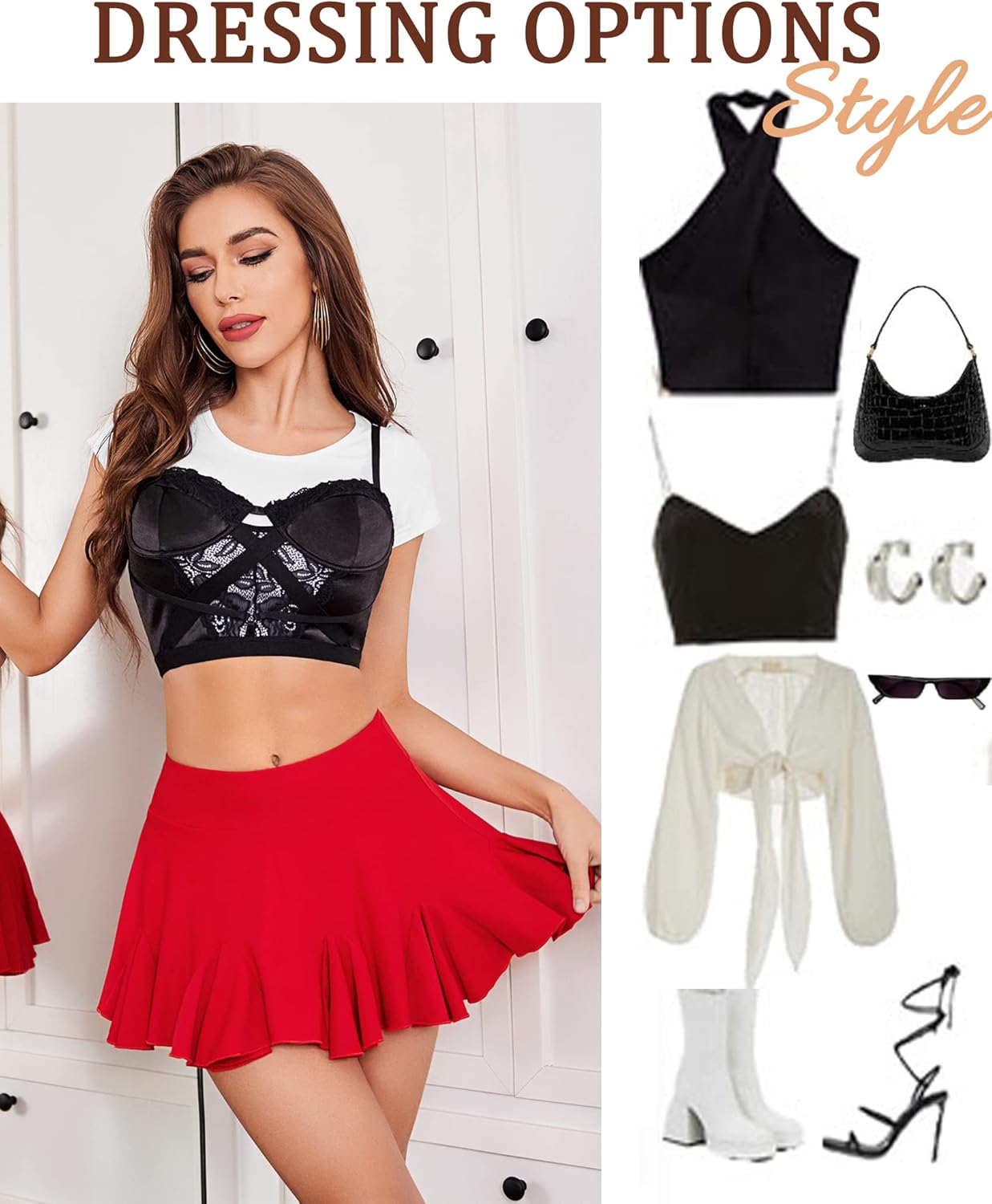 Avidlove Mini Skirt for Women Sexy Pleated Skirts High Waist Skater Skirt Ruffle Lingerie Skirts - Image 7