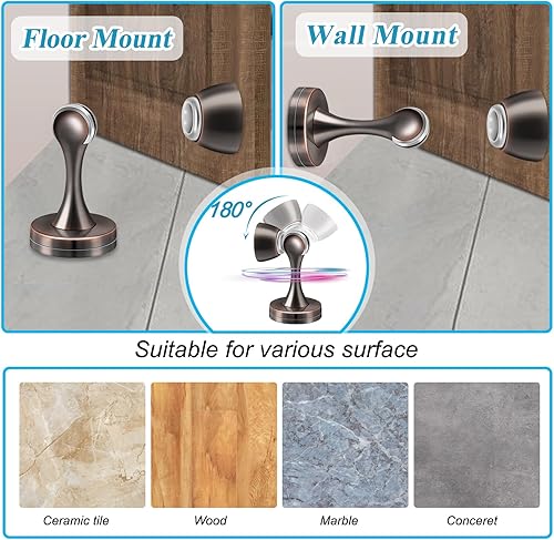 Vista 6 de Topes magnéticos para puerta, tope de puerta para montaje en pared, bronce aceitado resistente, acero inoxidable, topes de puerta para parte Bronce