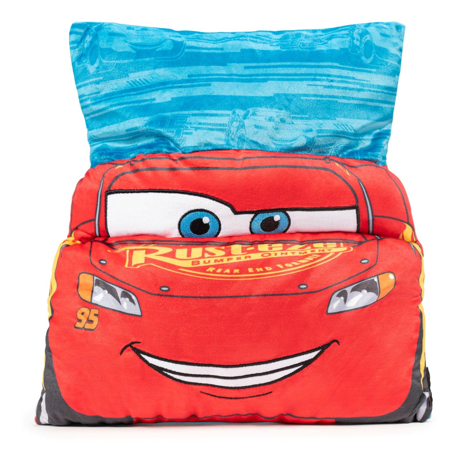 Jay Franco Disney Pixar Cars Lightning McQueen 3D Snuggle Pillow - Super Soft Red Racecar Plush Pillow - Measures 15 Inches