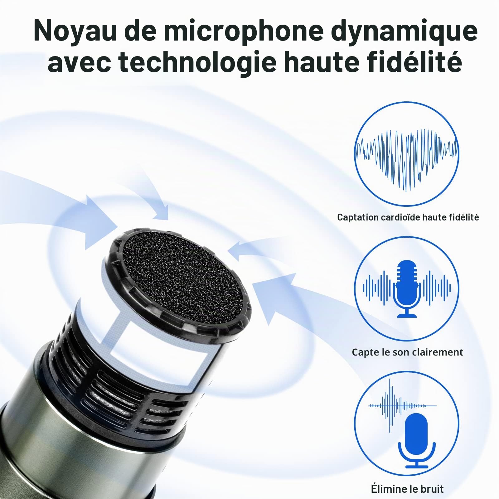 Microphones sans fil Depusheng portable dynamiques 4 canaux, kit karaoké, réception 100 mètres, idéal scène mariage