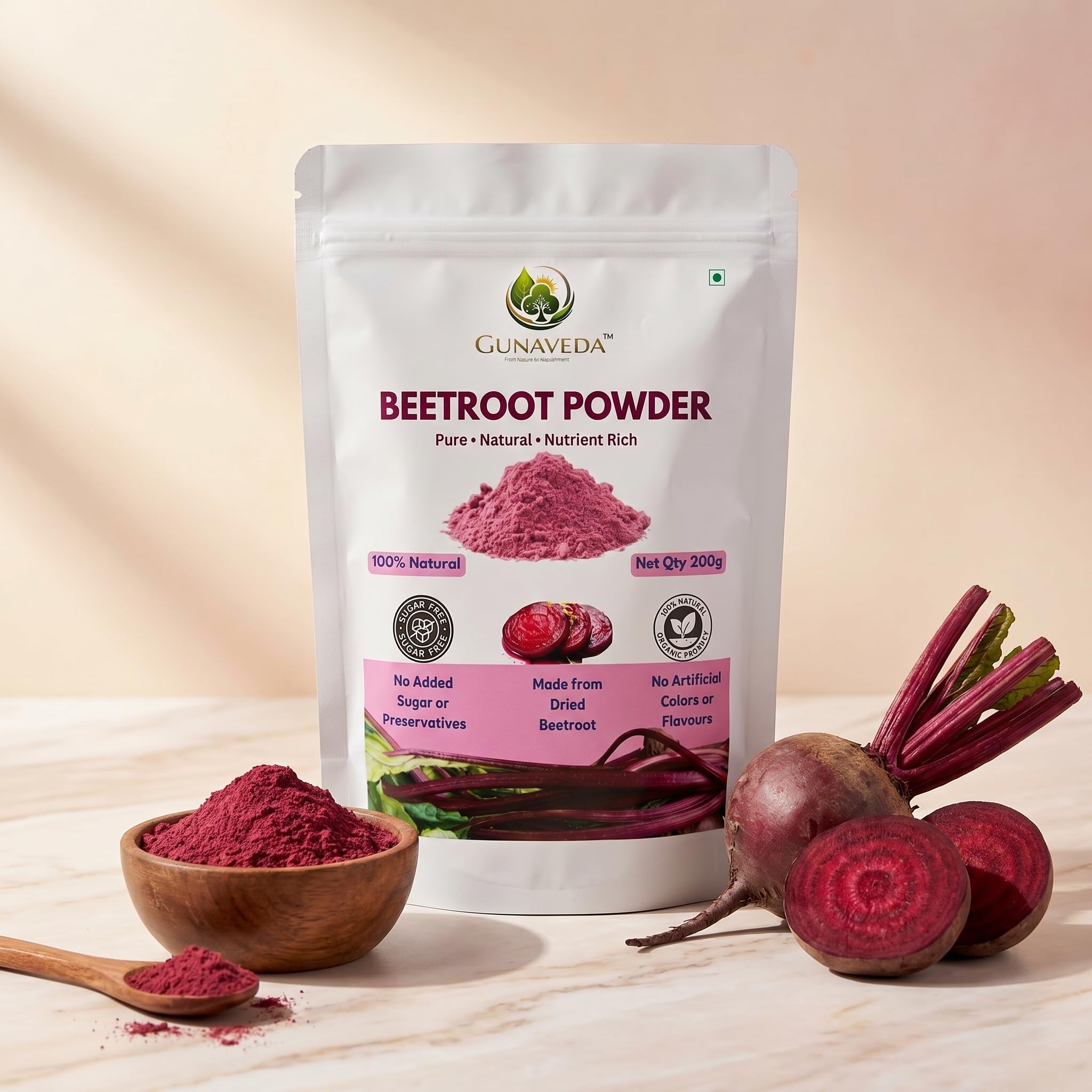 beetroot powder, natural pure beetroot 200g, no preservatives, Rich in iron and antioxidant, FSSAI certified, chukandar powder plant based vegan supplement, stamina for athletic performance-image-10