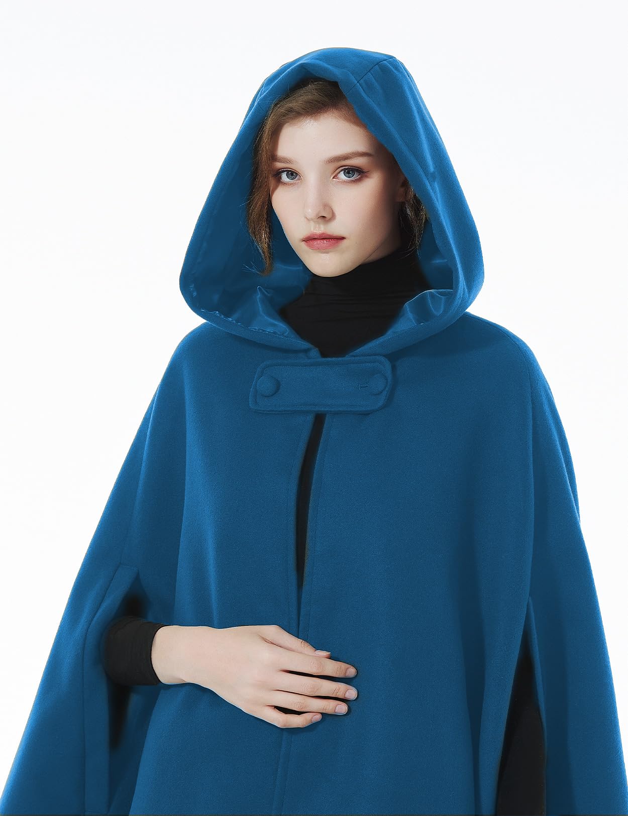 BEAUTELICATE Cape à Capuche Longue de Femme Mariage Mariée Manteau Poncho Courte Laine Chaude de Hiver Costume de Noël Halloween Médiévale Carnaval Deguisement