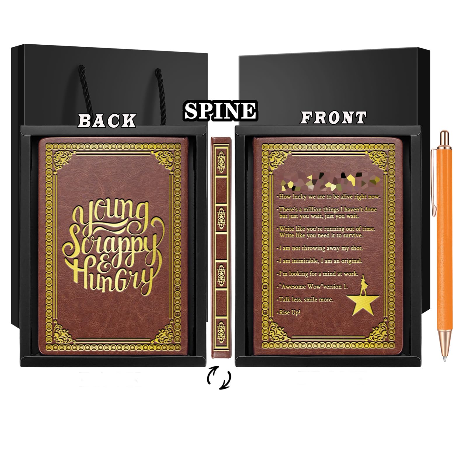 Cadeau de théâtre musical unique avec ce carnet Hamilton marron A5