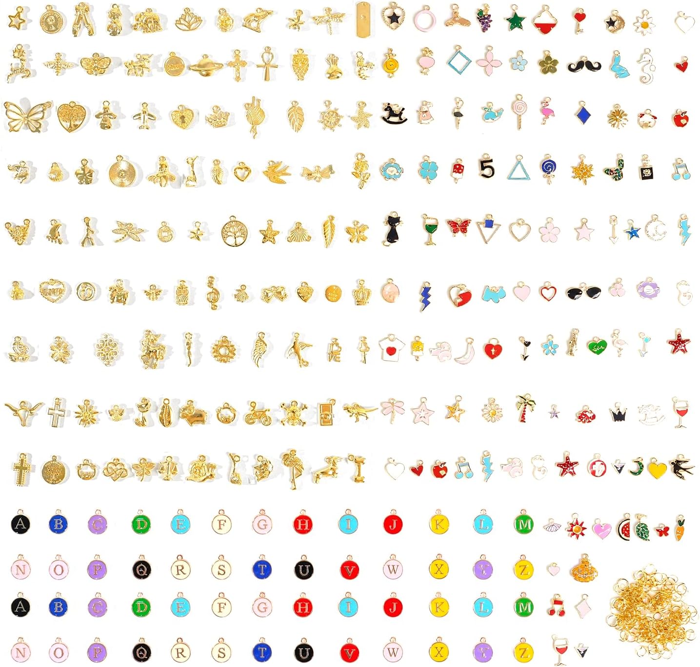 352 Pcs Assorted Charms for Jewelry Making,Mixed Enamel KC Gold Alloy Letter Pendants,Wholesale Bulk Jewelry Charms for DIY Necklace Bracelet Earring and Crafting